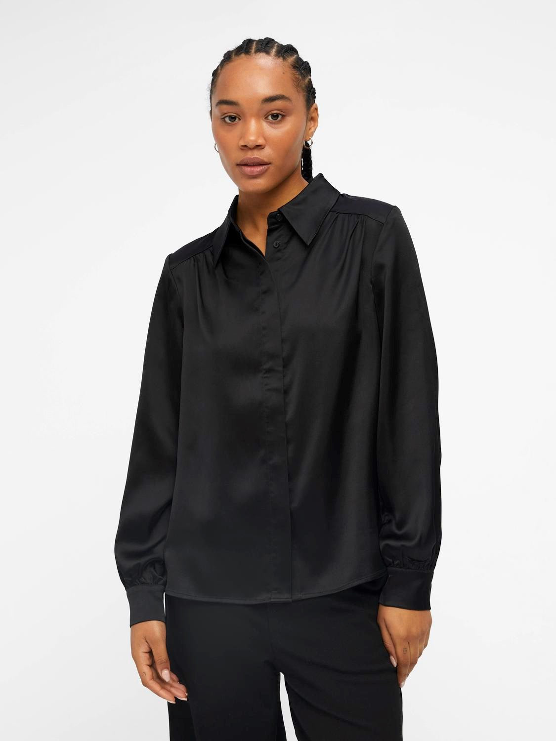 Object Sateen Skjorte Black