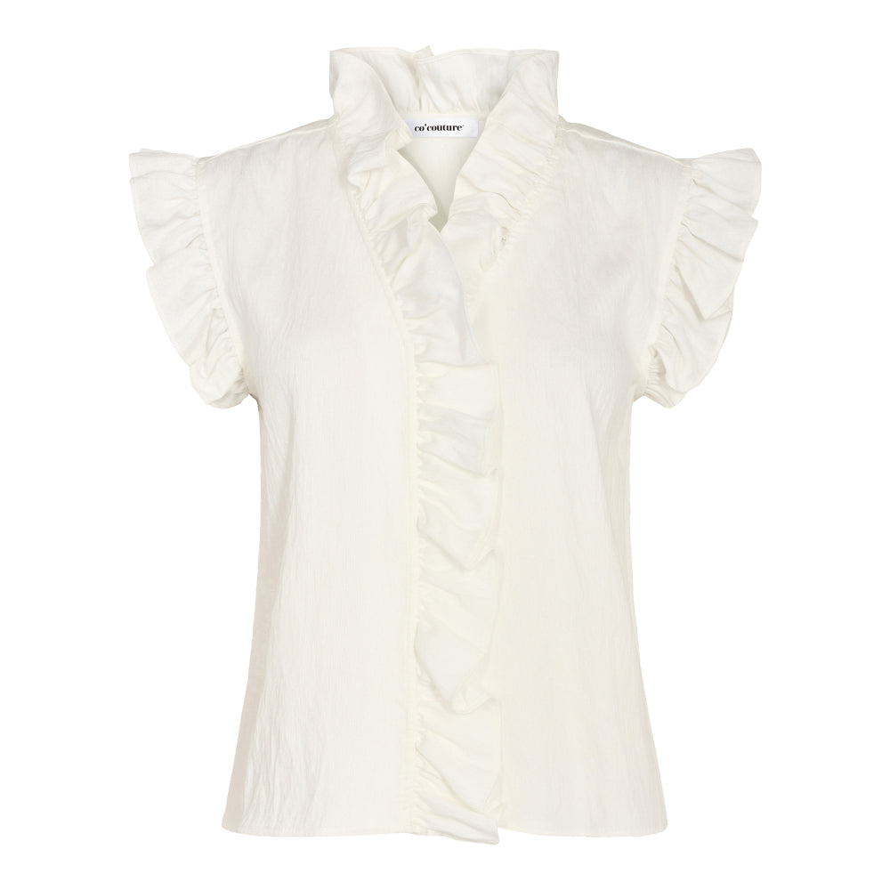 Co'Couture Sueda Frill Top White