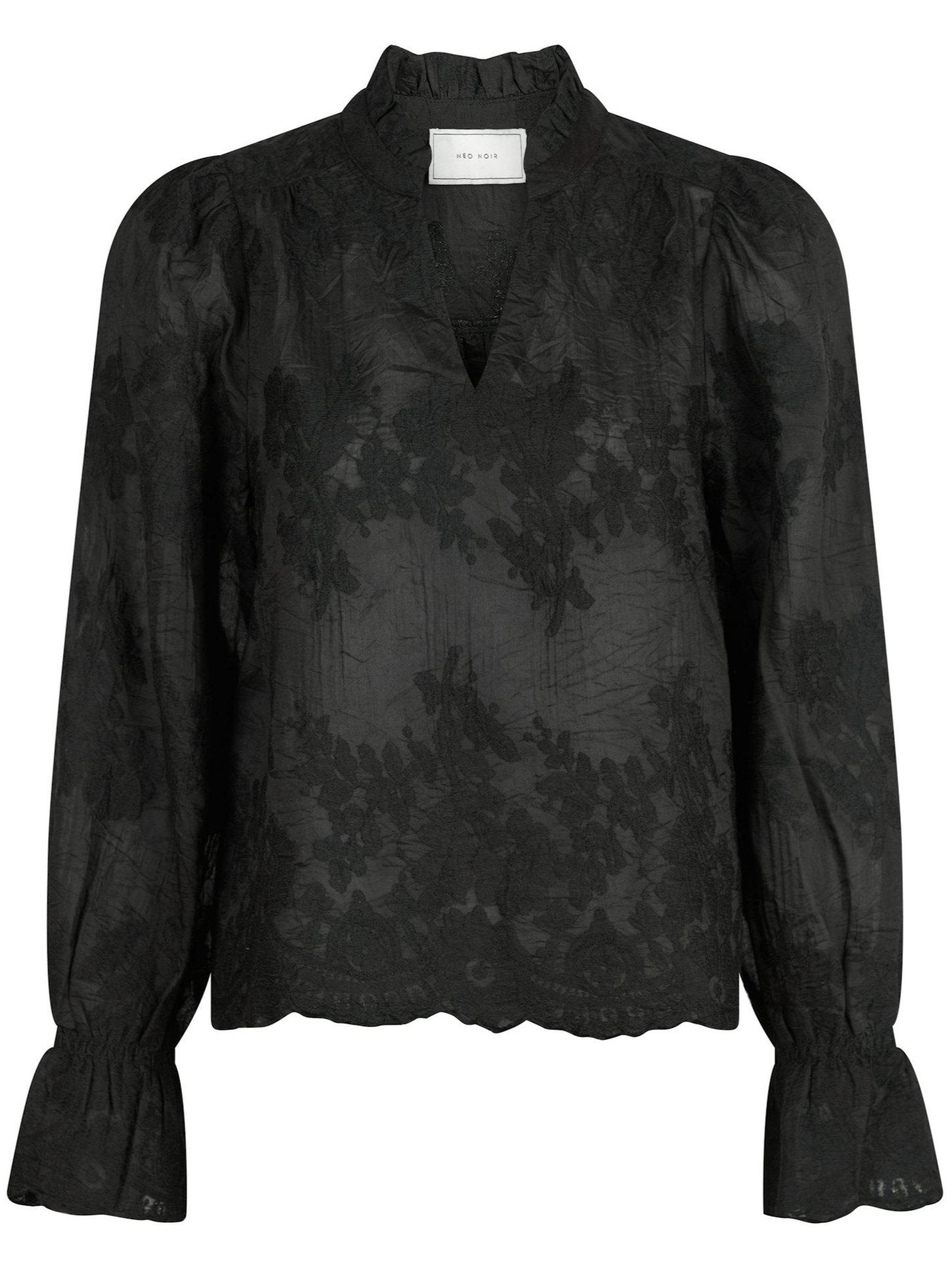 Neo Noir Amara Big Embroidery Bluse Black Levere