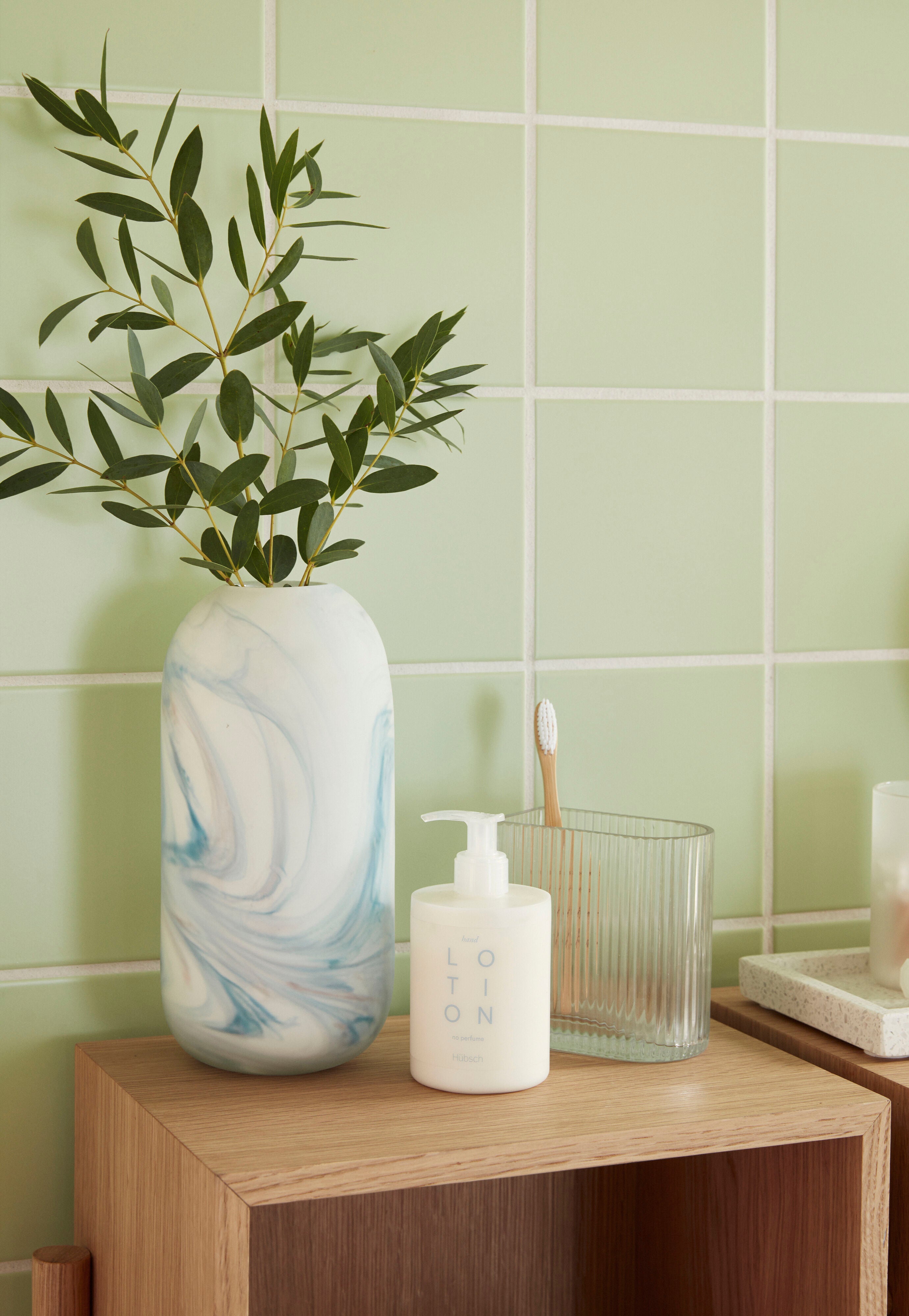 Hübsch Marmor Art Vase Hvid/Blå Stor