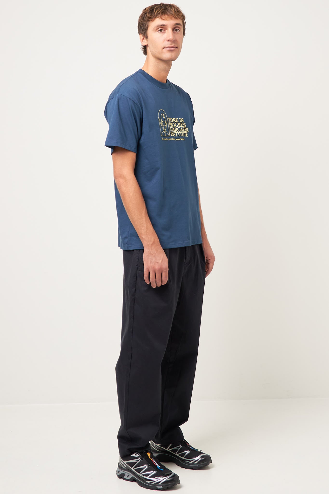 S/S Stargazer T-Shirt Dusky Blue/Yellow Online Hot Salg