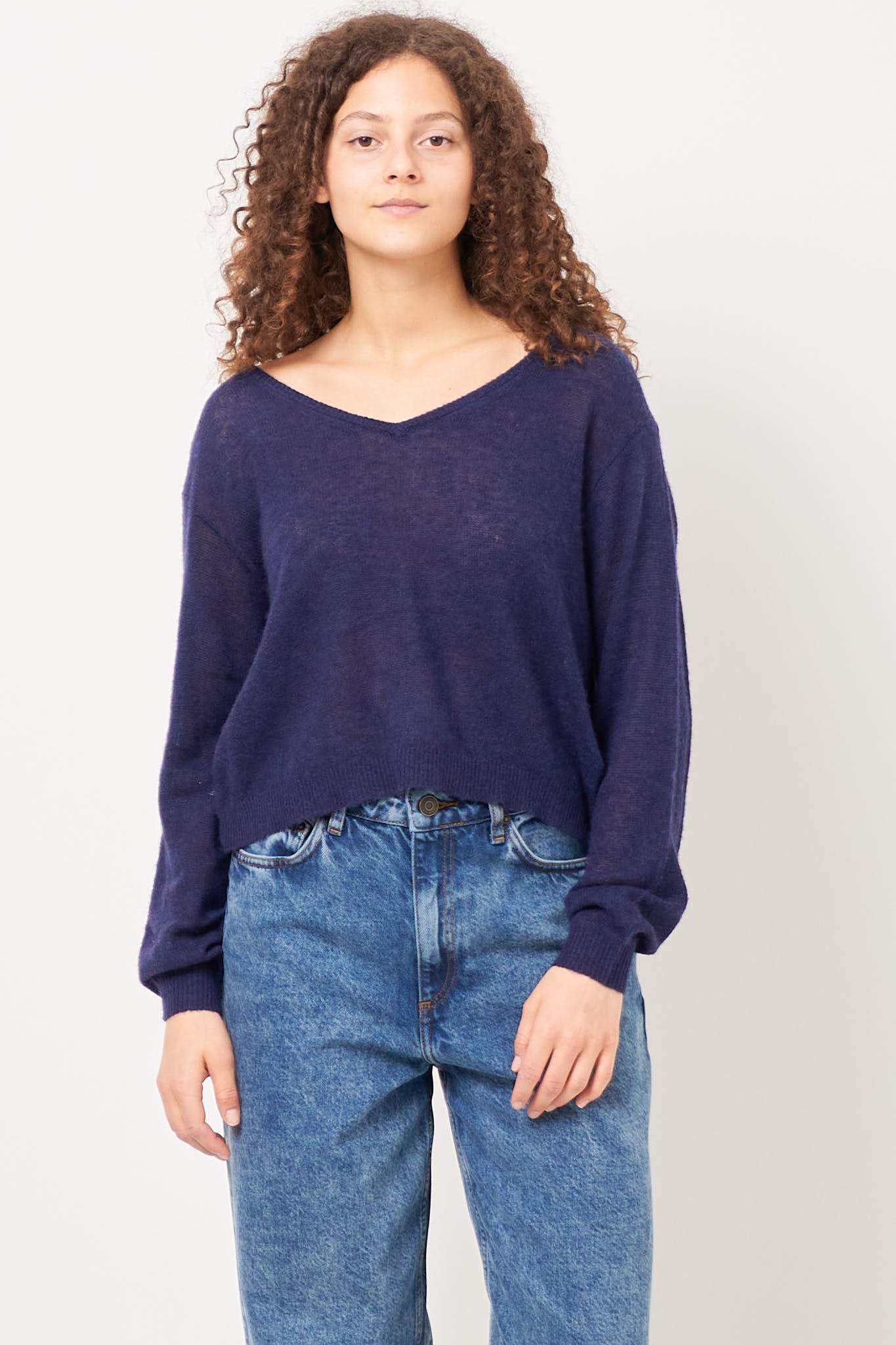 Dumy V-Neck Sweater Navy Melange