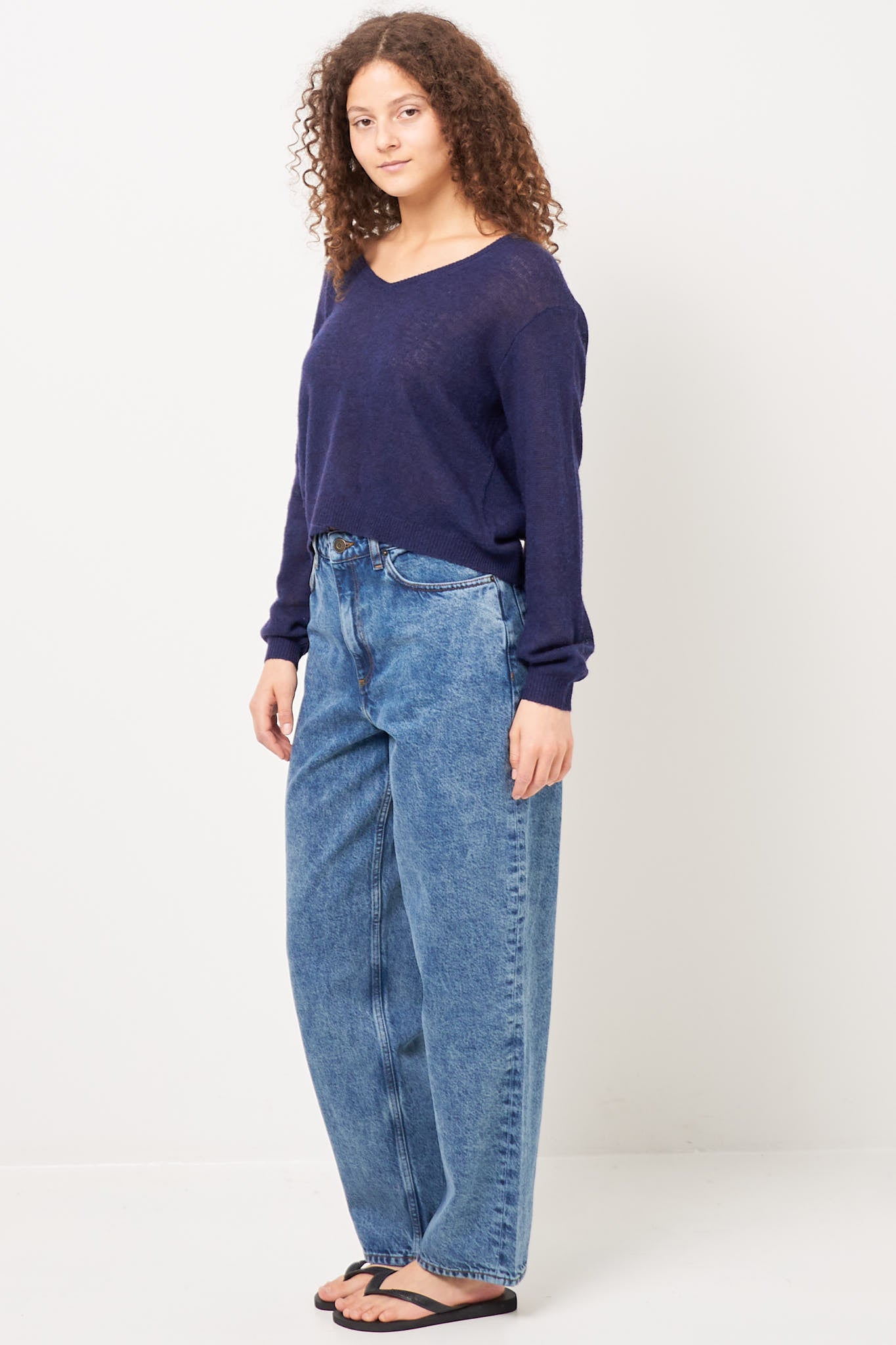 Dumy V-Neck Sweater Navy Melange