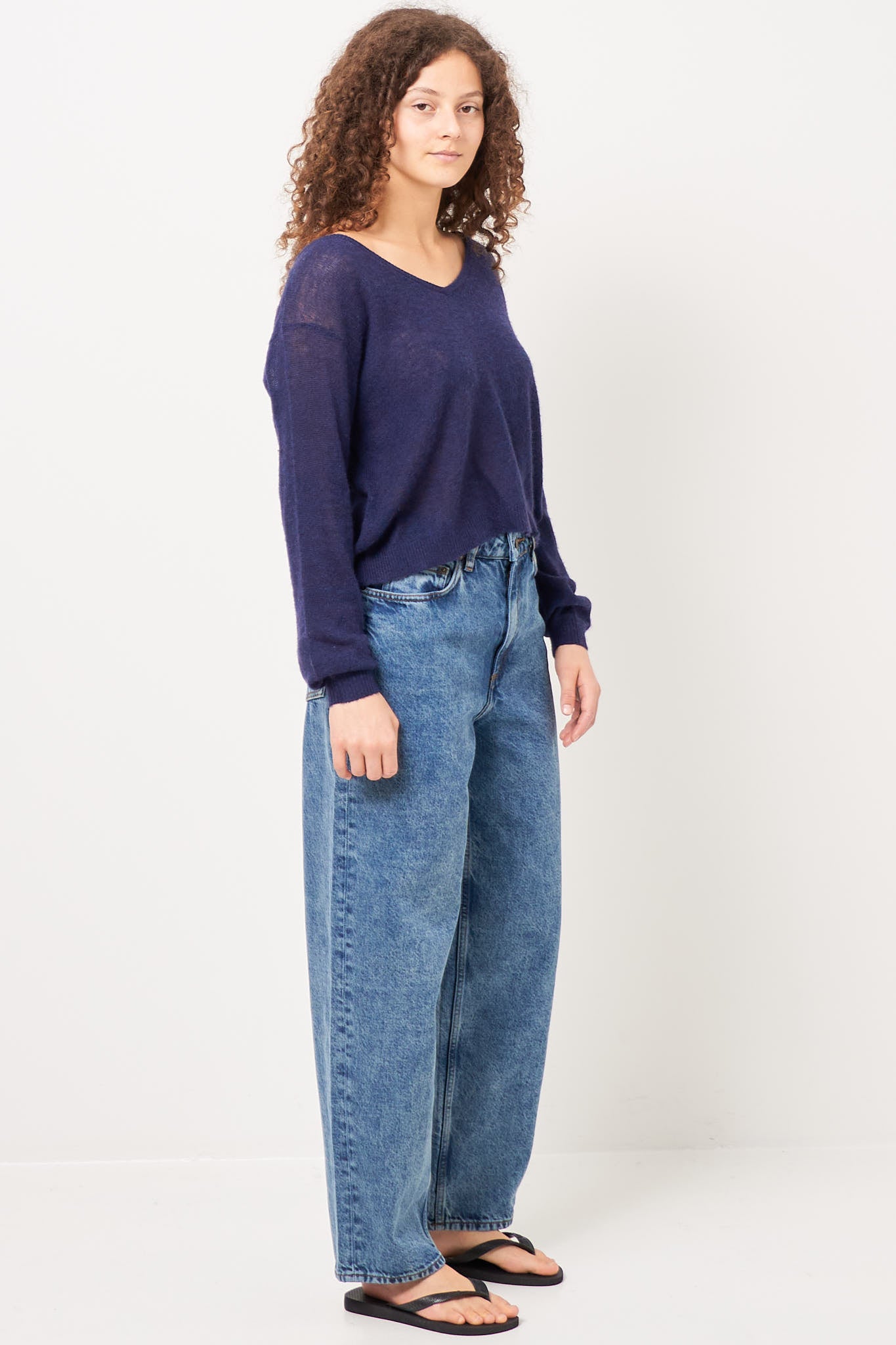Dumy V-Neck Sweater Navy Melange