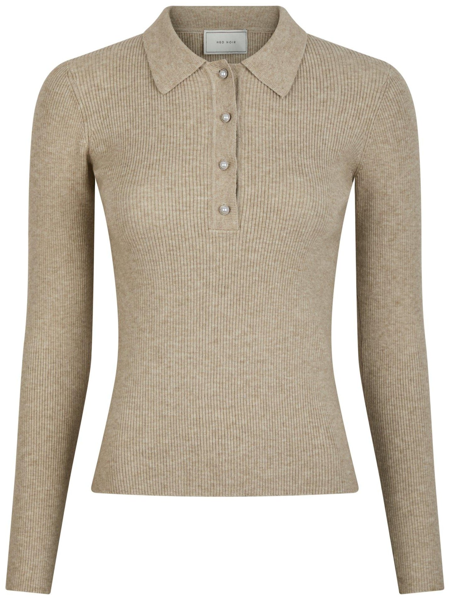 Neo Noir Panama Knit Bluse Beige Melange