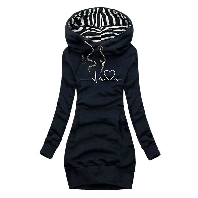 Thyra | Heartbeat trykt sweater-kjole Online Hot Salg