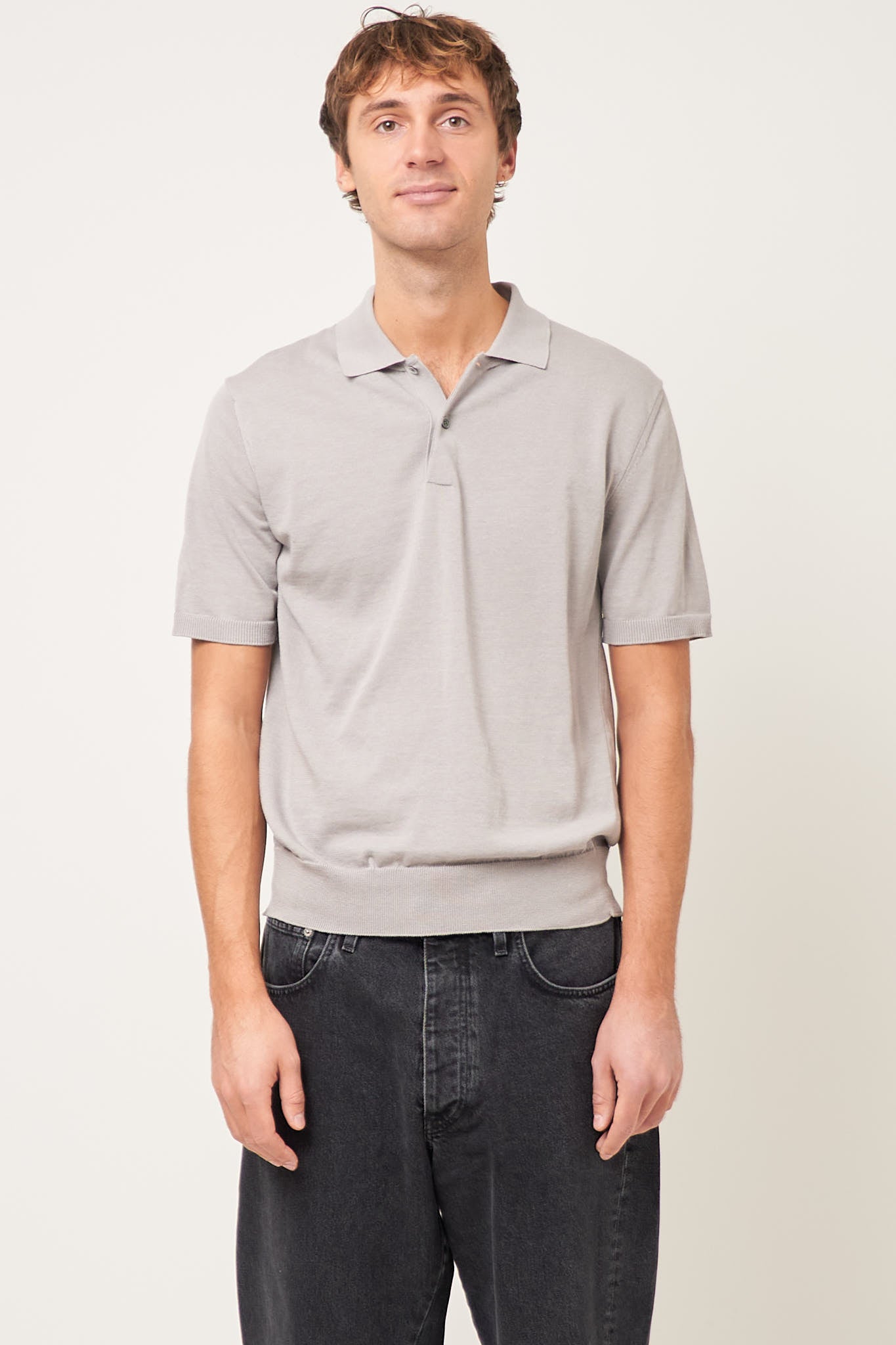 Knitted Polo Grey Hot på udsalg
