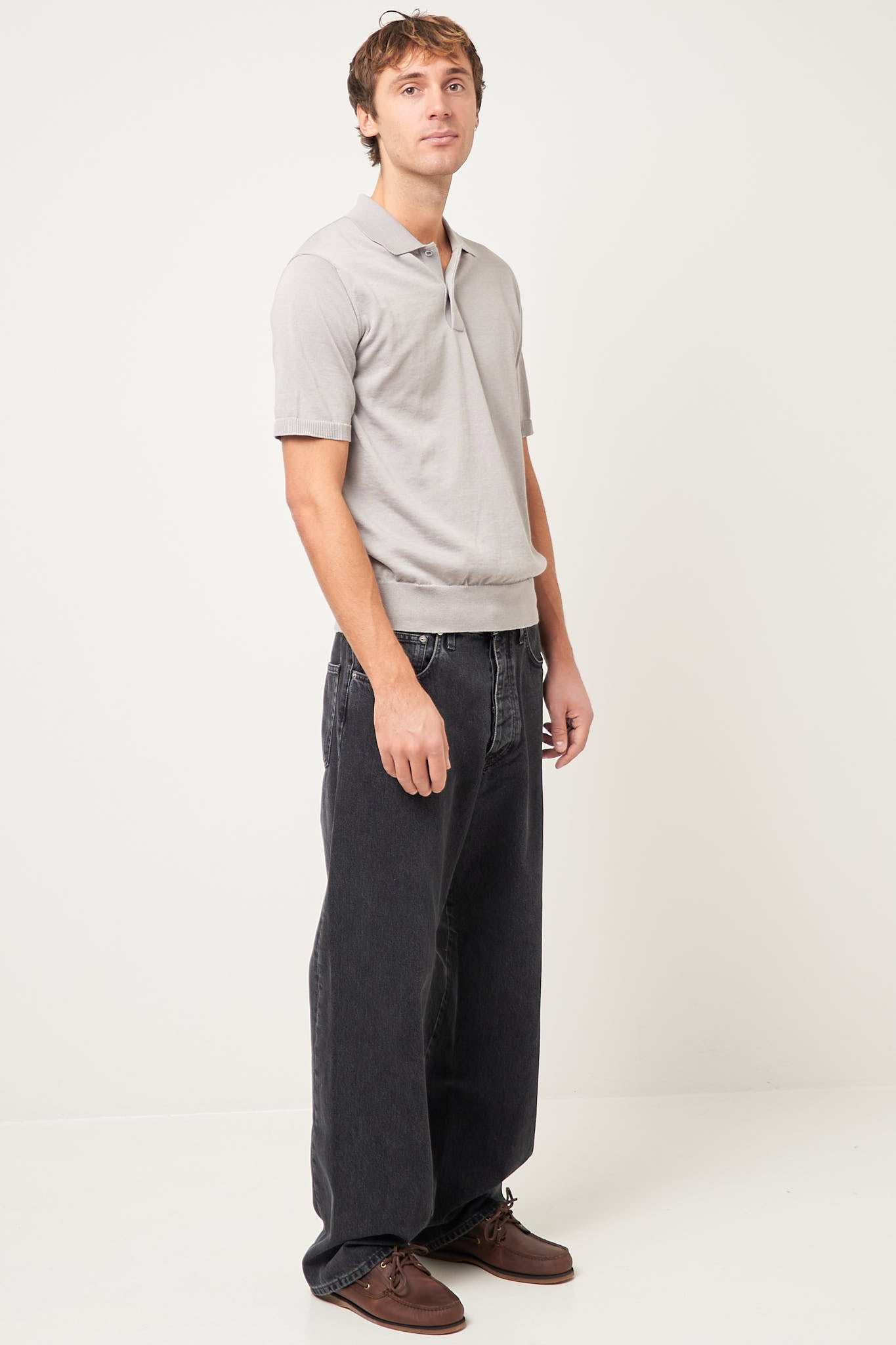 Knitted Polo Grey Hot på udsalg