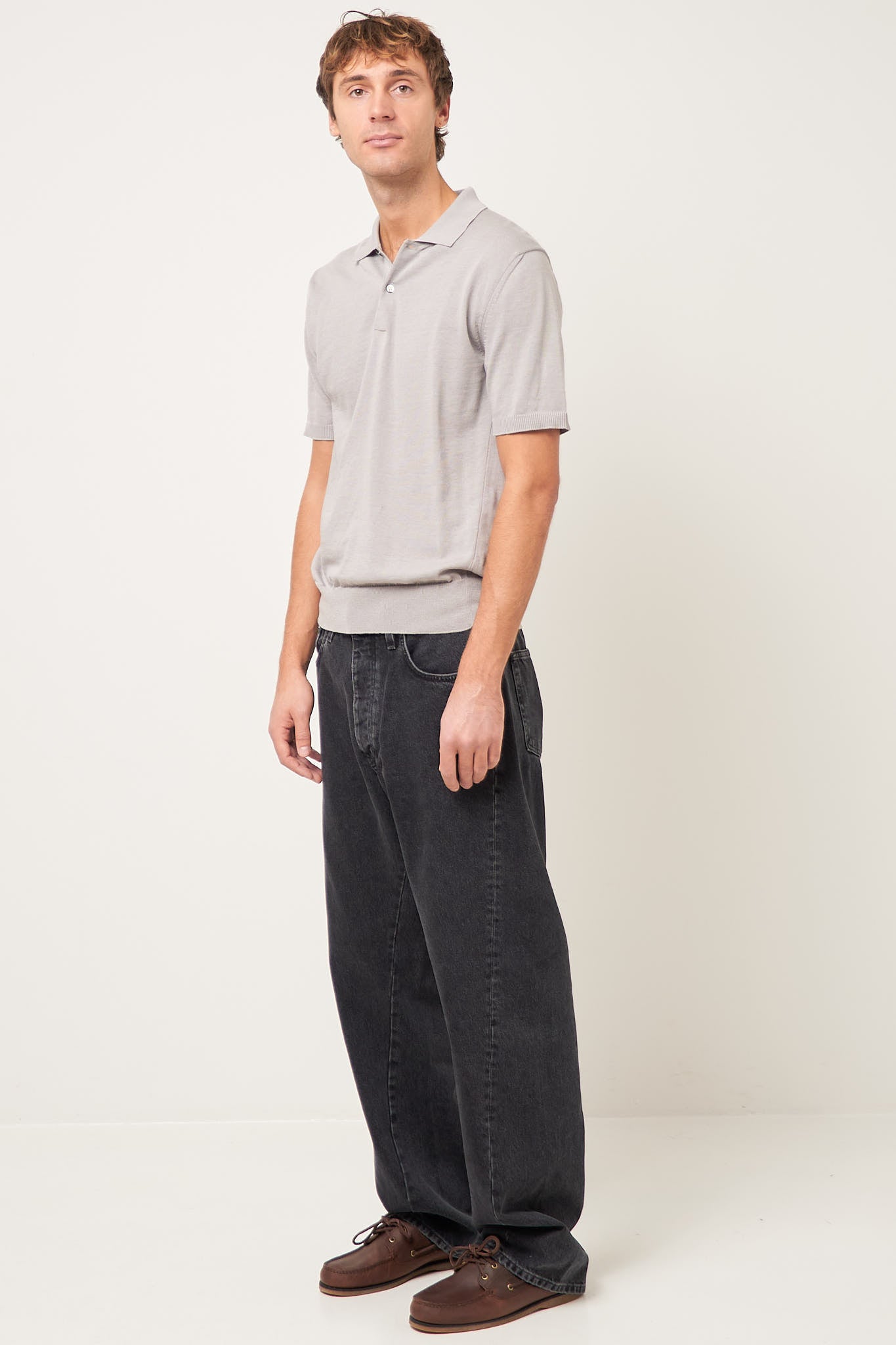 Knitted Polo Grey Hot på udsalg