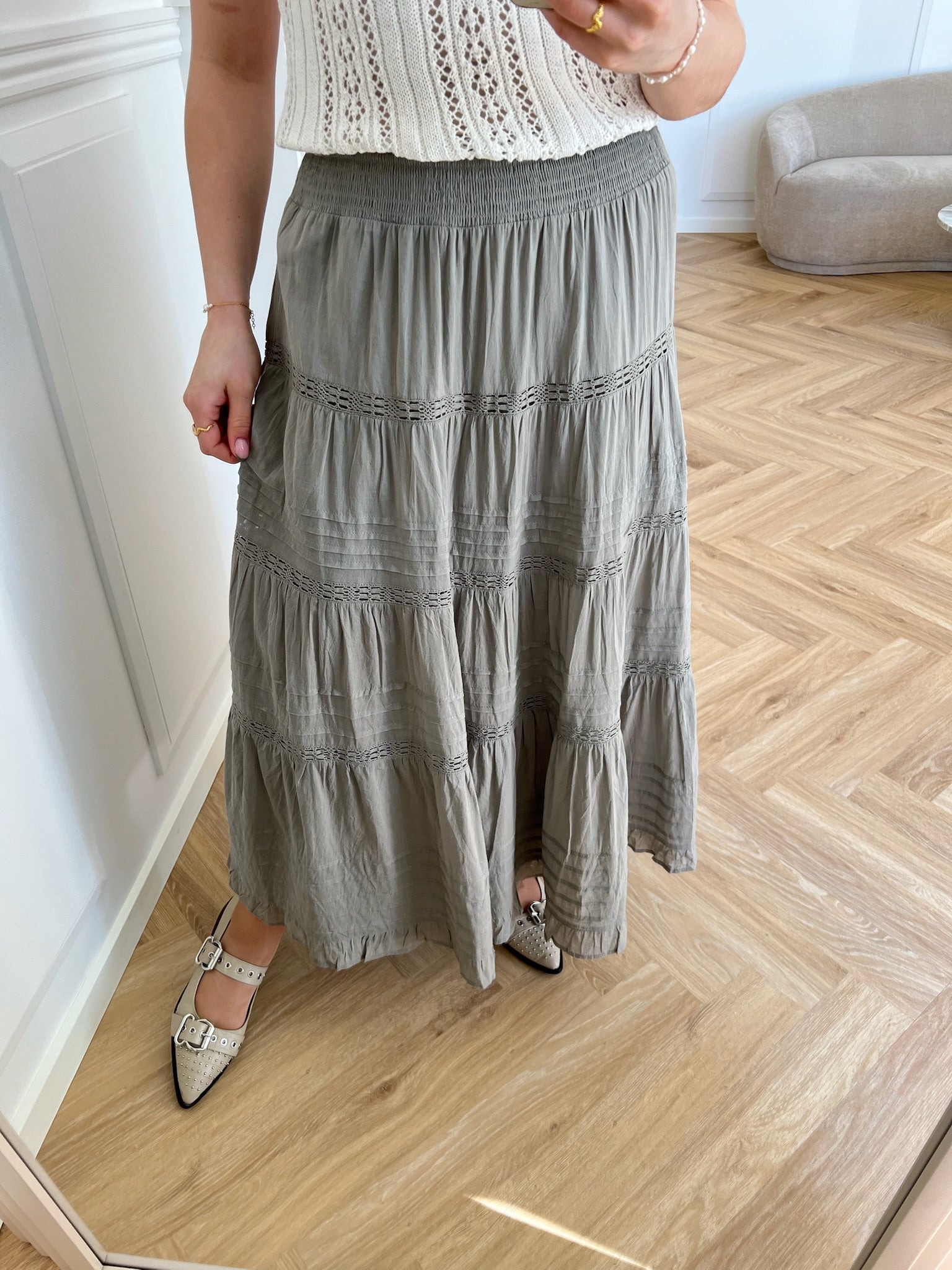 Neo Noir Felicia S Voile Nederdel Smoke Green NOS25