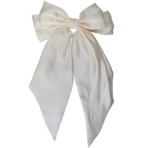 Renee Satin Bow Hårspænde Off White på udsalg