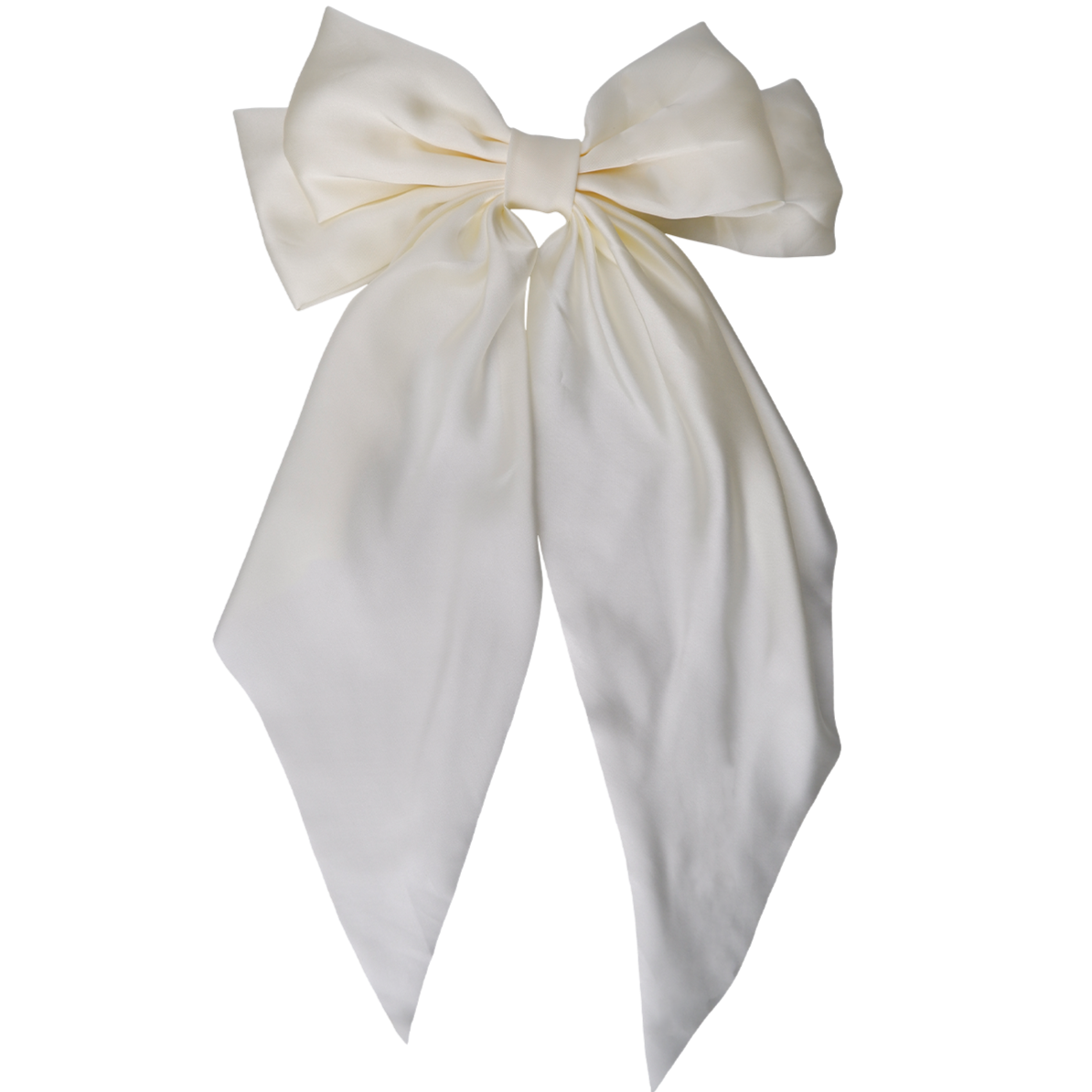 Renee Satin Bow Hårspænde Off White på udsalg