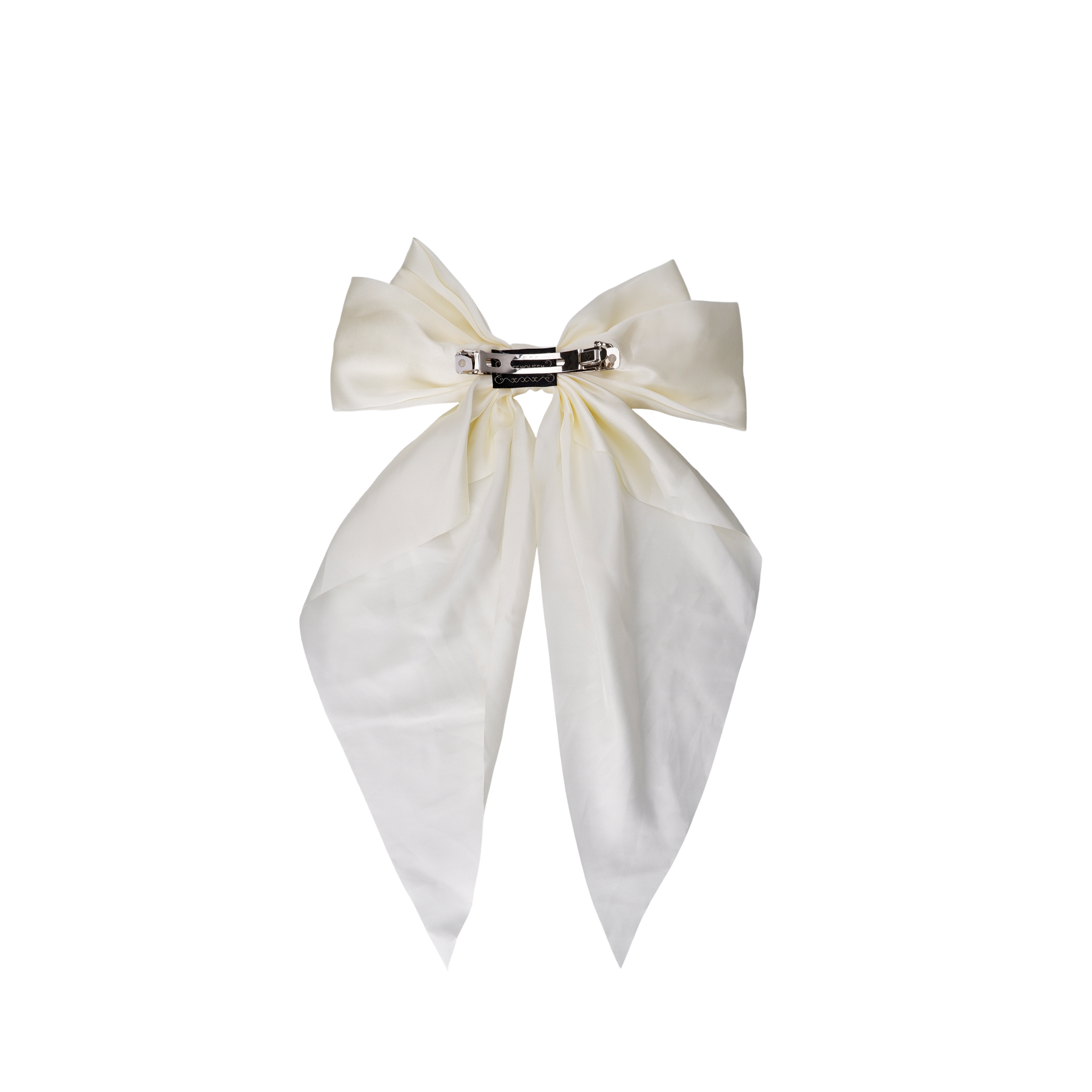 Renee Satin Bow Hårspænde Off White på udsalg