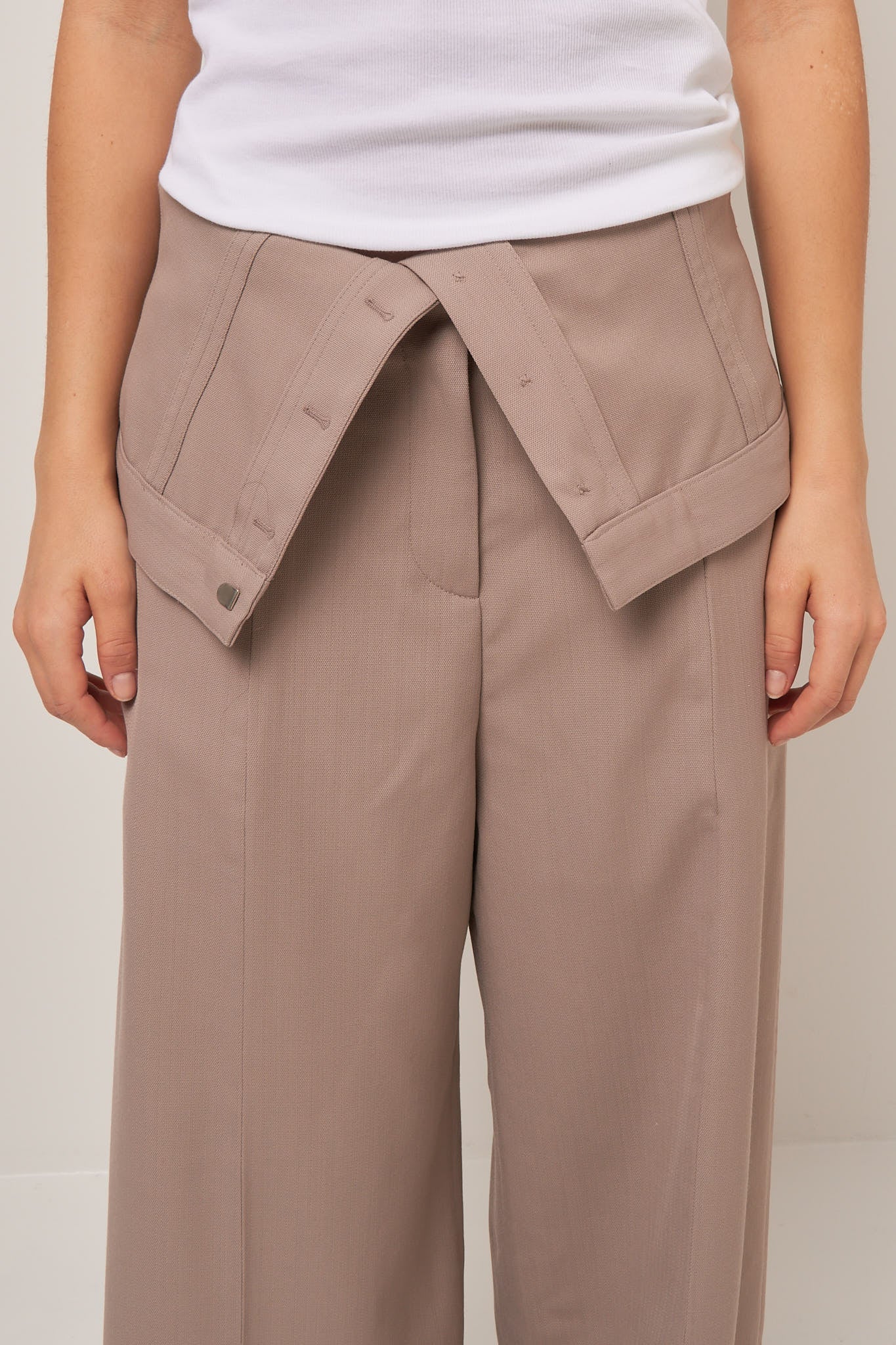 Tailored Wool Blend Trousers Cold Beige Online salg