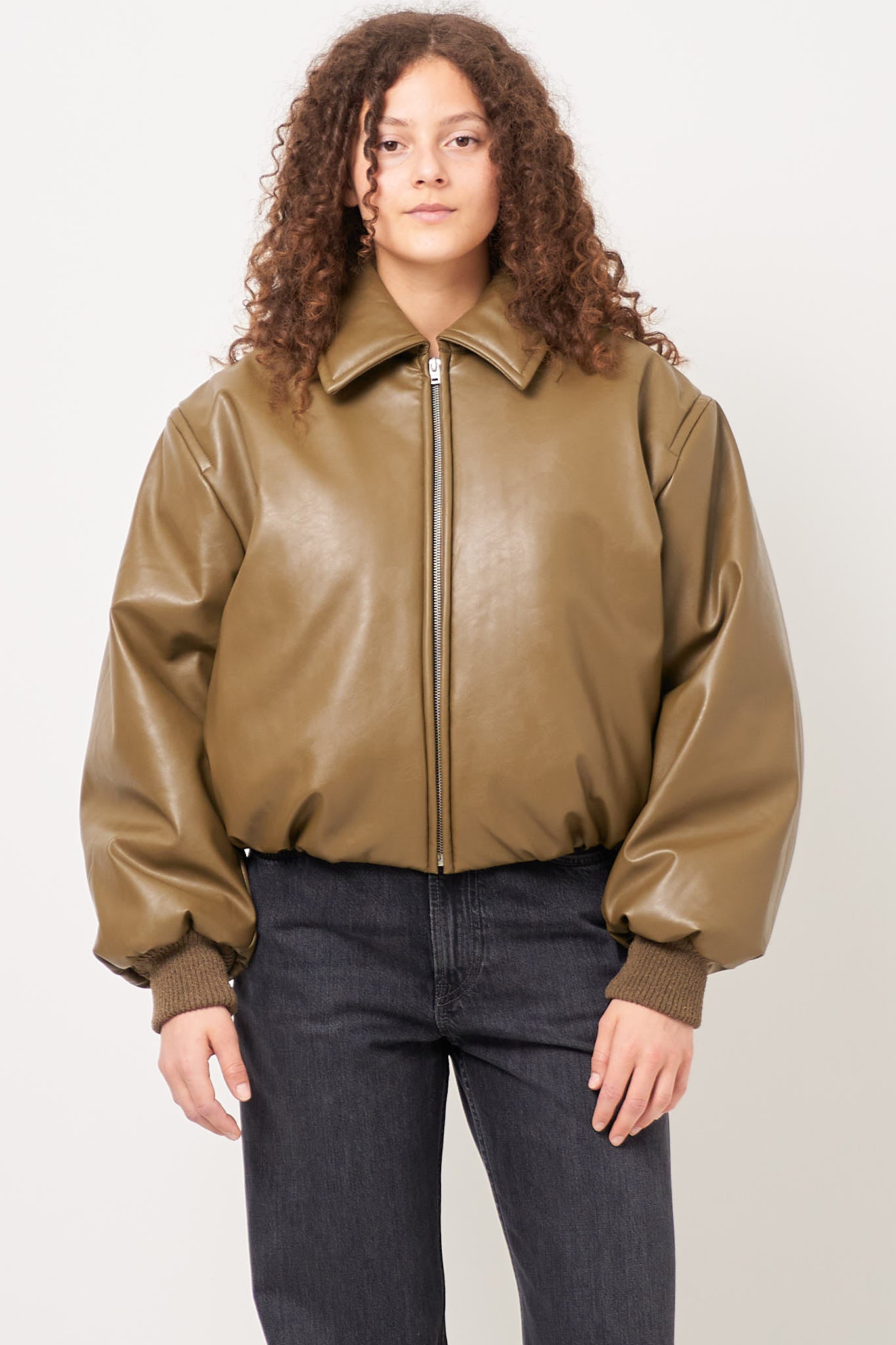 Coated Bomber Jacket Khaki Green Rabat