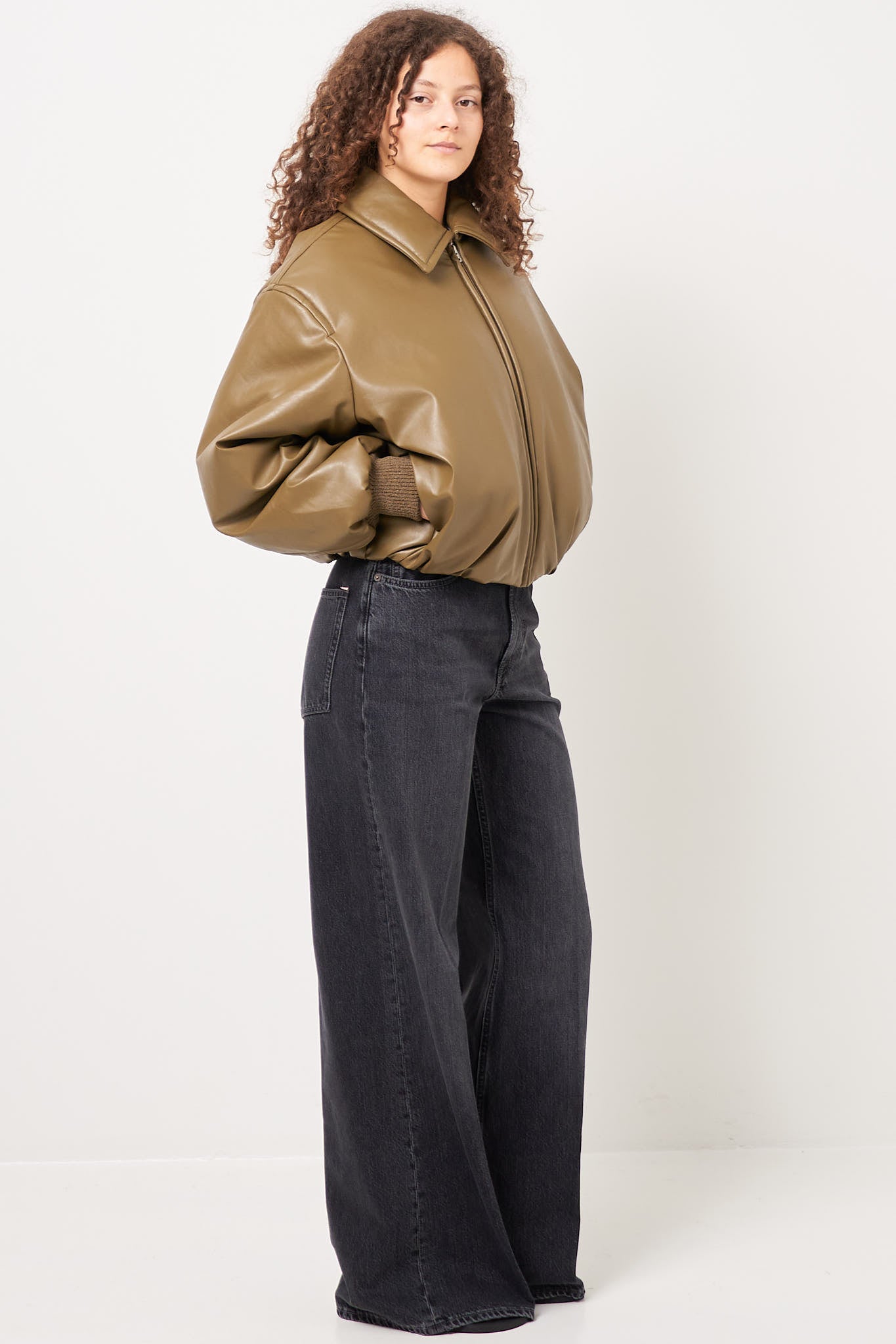 Coated Bomber Jacket Khaki Green Rabat