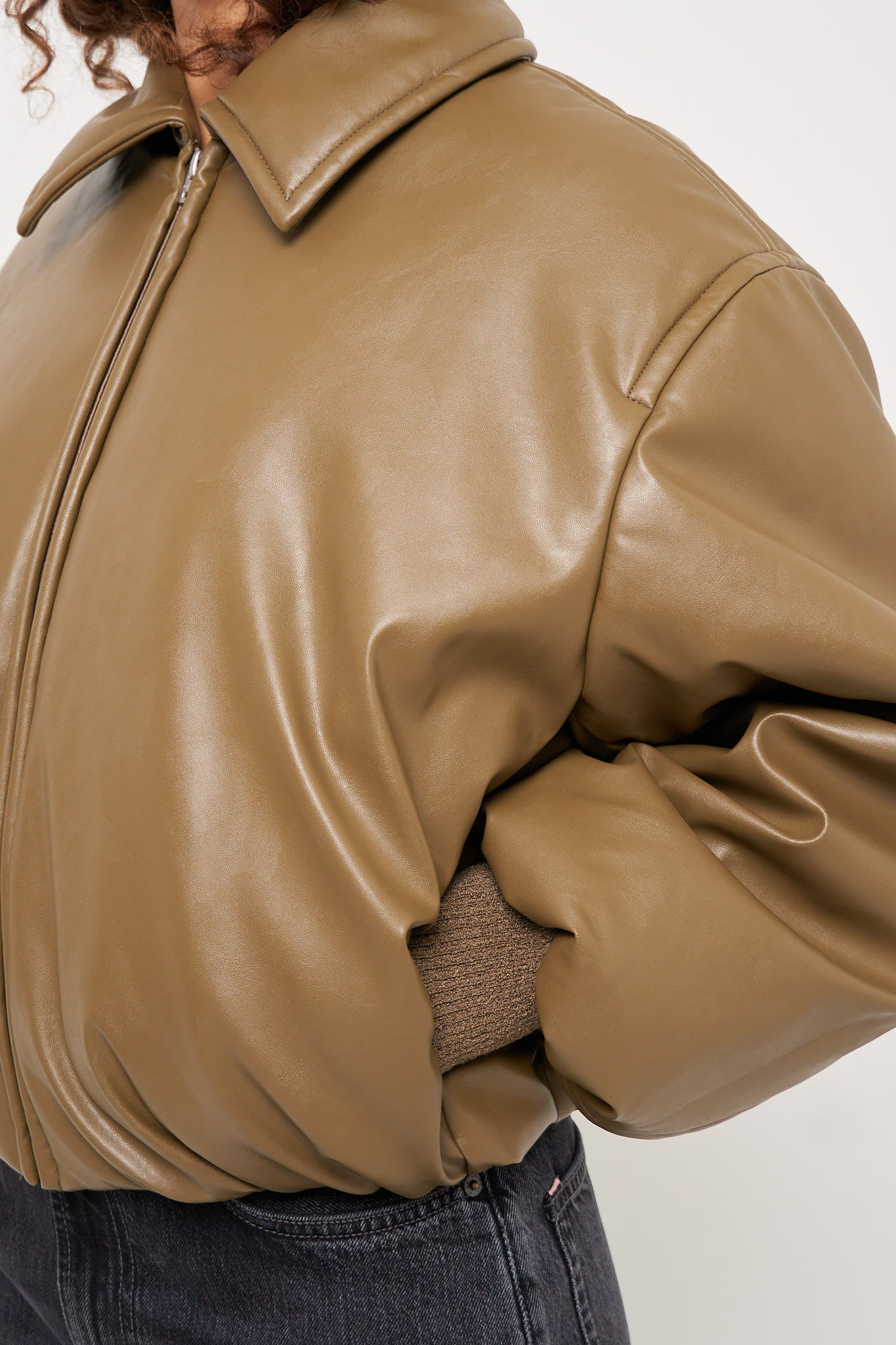 Coated Bomber Jacket Khaki Green Rabat