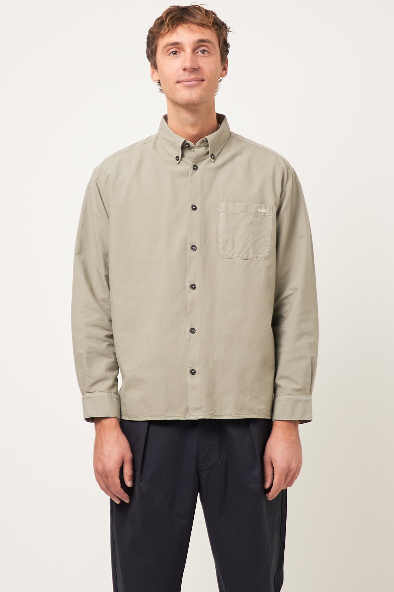Mateo Logo Shirt Grey Green Levere