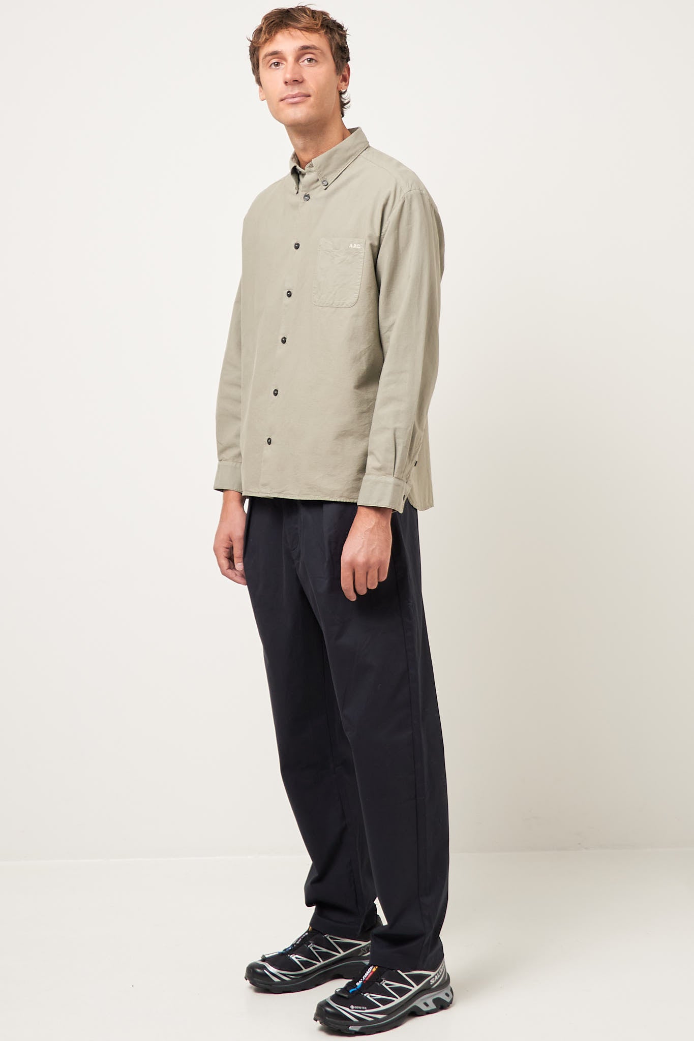 Mateo Logo Shirt Grey Green Levere