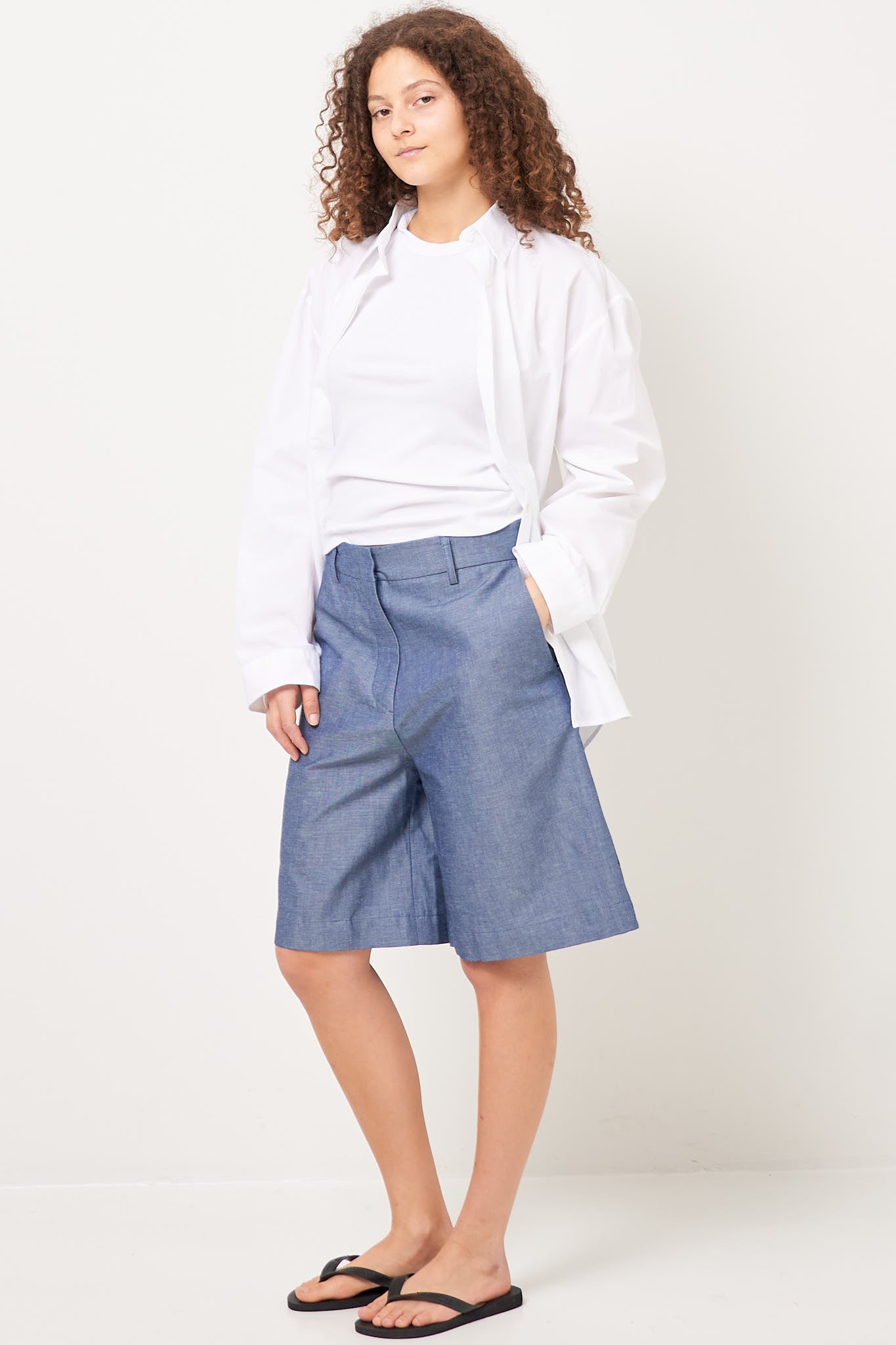 Bea Bermuda Linen Shorts Denim
