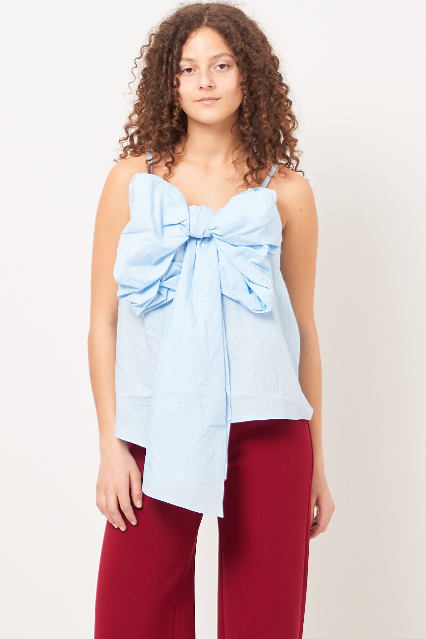 Bow Strap Blouse Light Blue Rabat