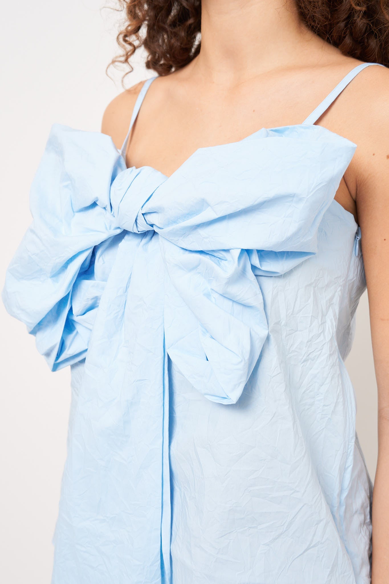Bow Strap Blouse Light Blue Rabat