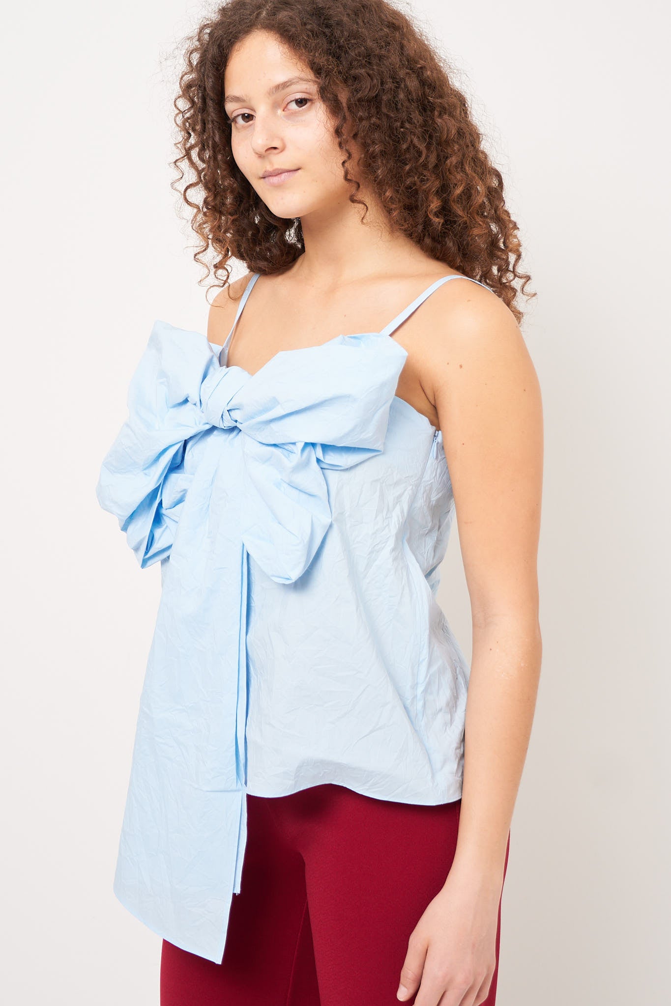 Bow Strap Blouse Light Blue Rabat
