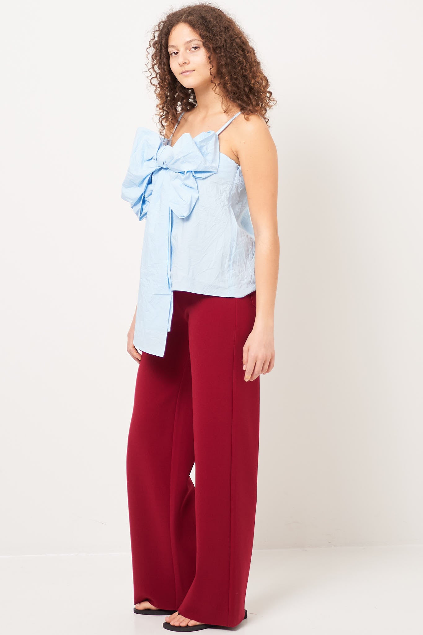 Bow Strap Blouse Light Blue Rabat
