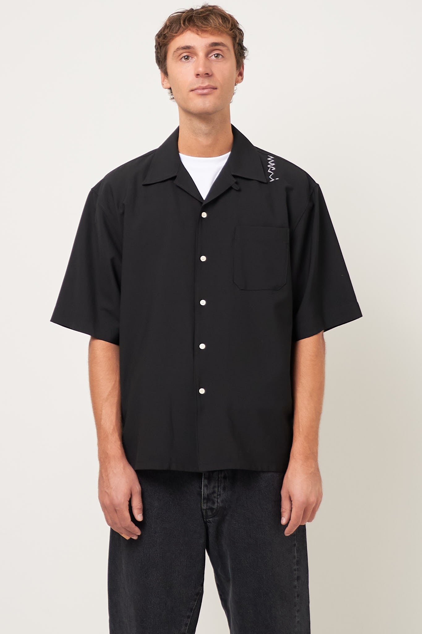 Bowling Shirt Stitch Logo Black