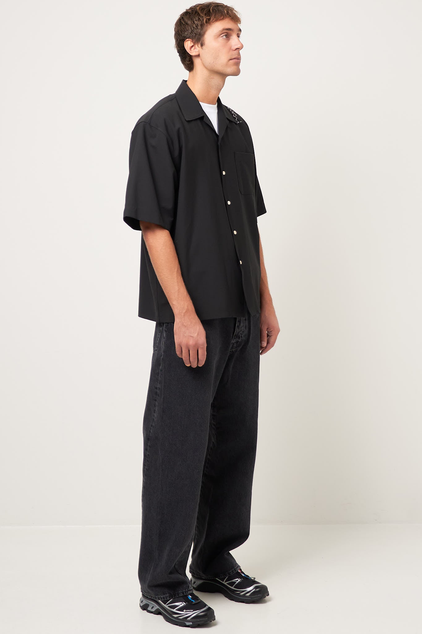 Bowling Shirt Stitch Logo Black