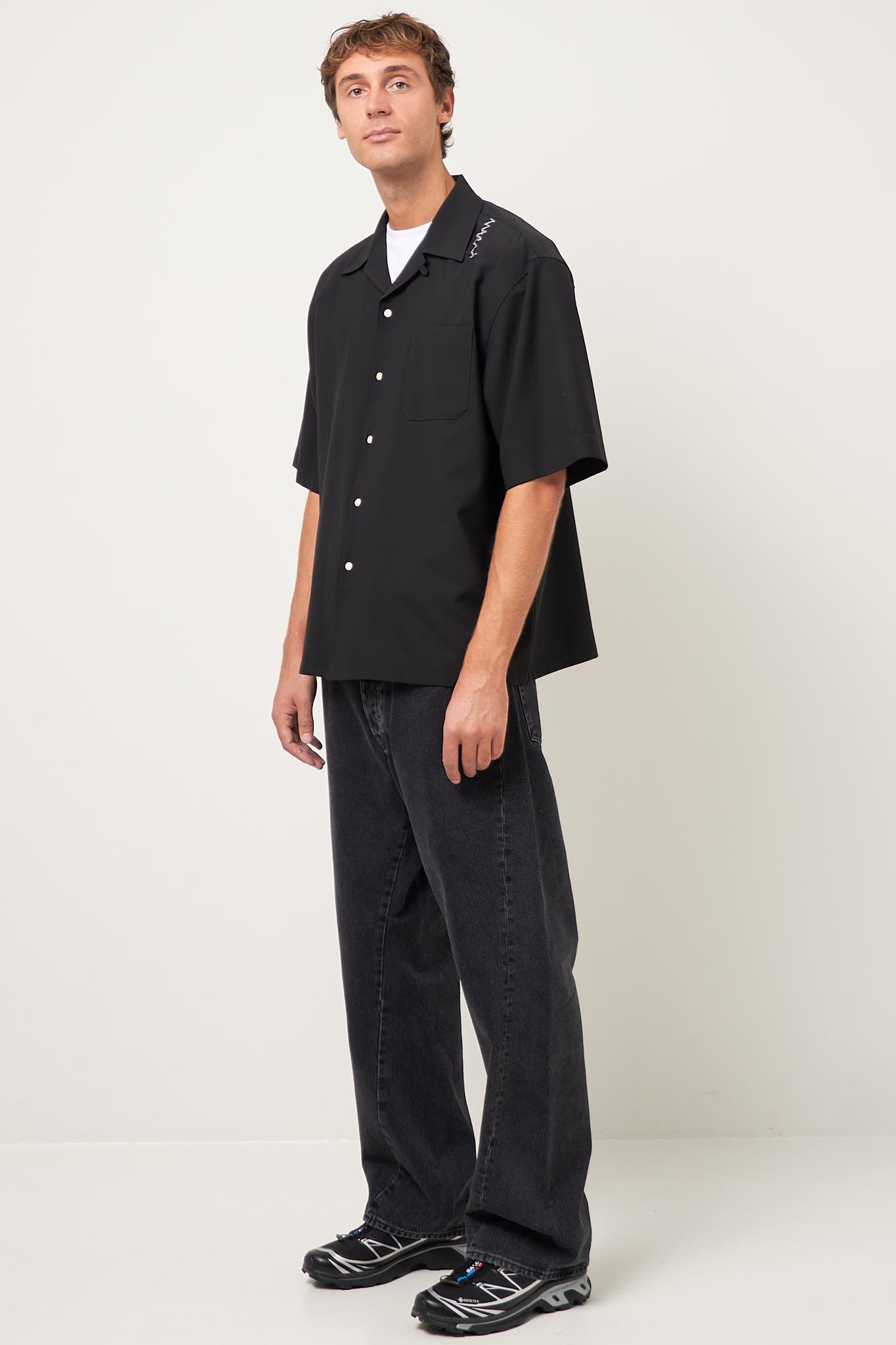 Bowling Shirt Stitch Logo Black