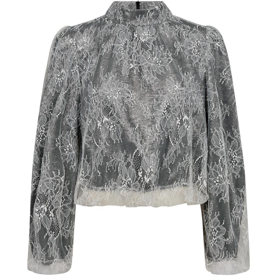 Co'Couture Simili Lace Ballon Bluse Bone Online Hot Salg