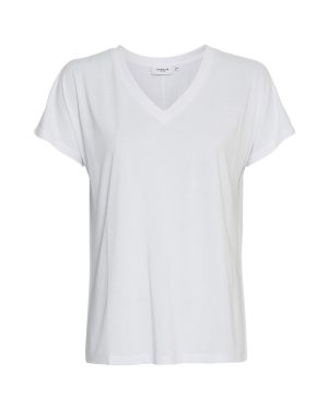 Moss Copenhagen Fenya Modal V-Neck T-shirt Optical Snow NO25