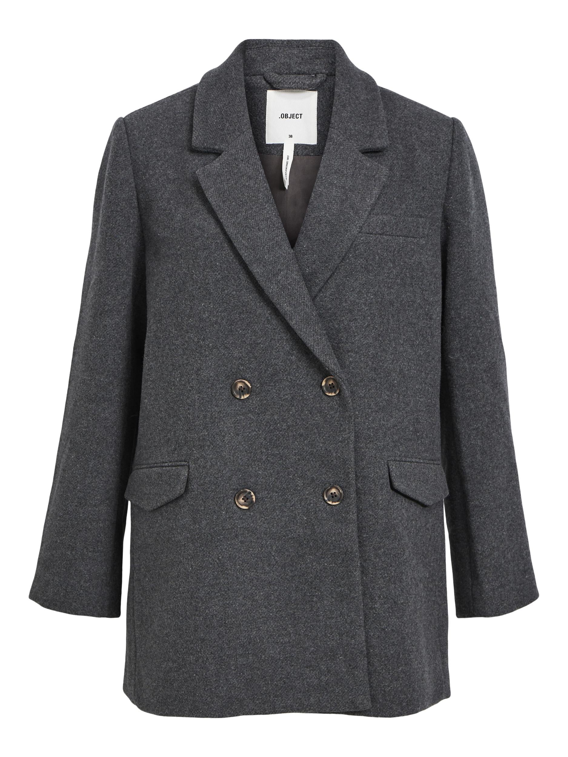 Object Blaza Le Kort Frakke Dark Grey Melange