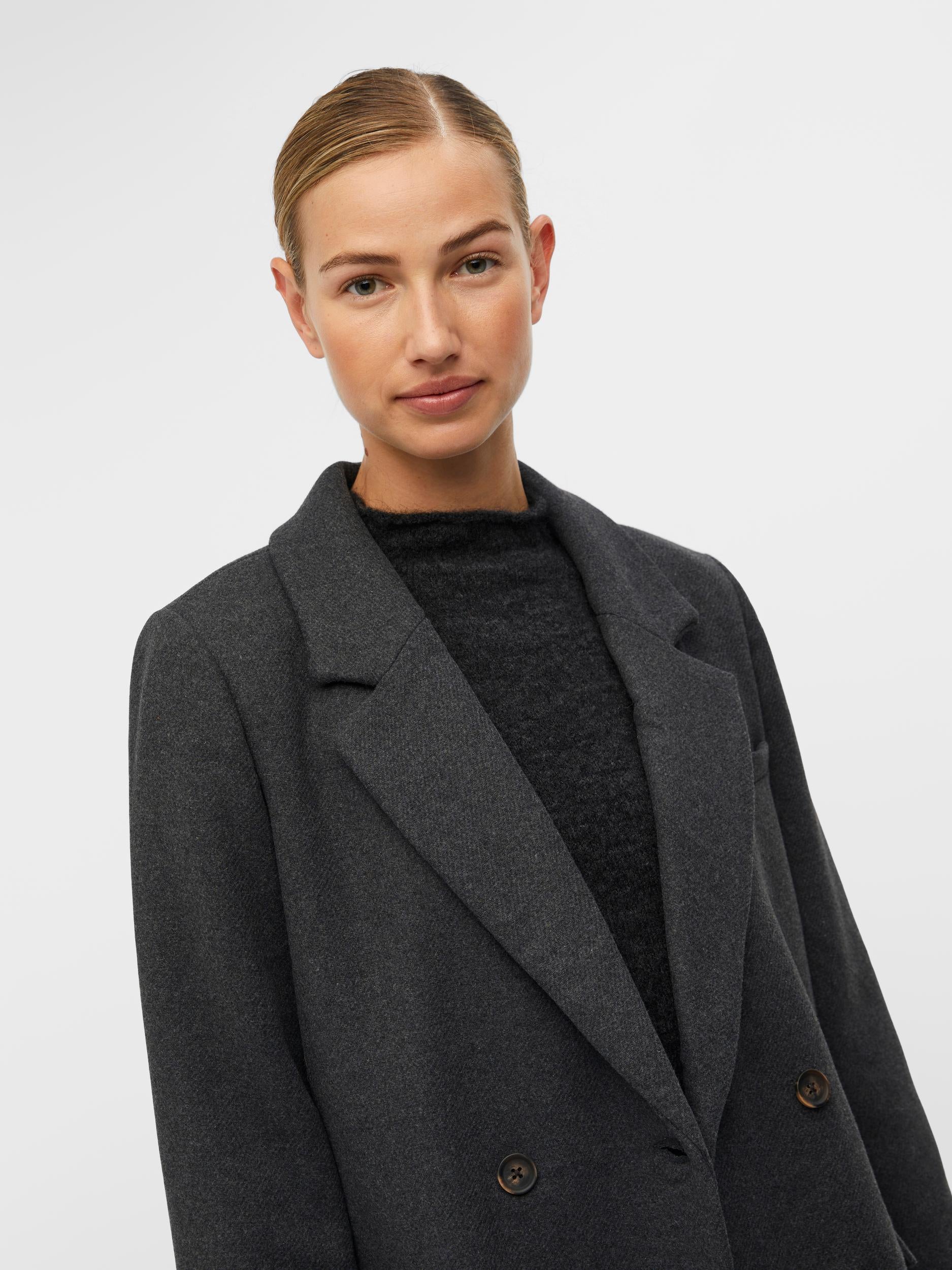 Object Blaza Le Kort Frakke Dark Grey Melange