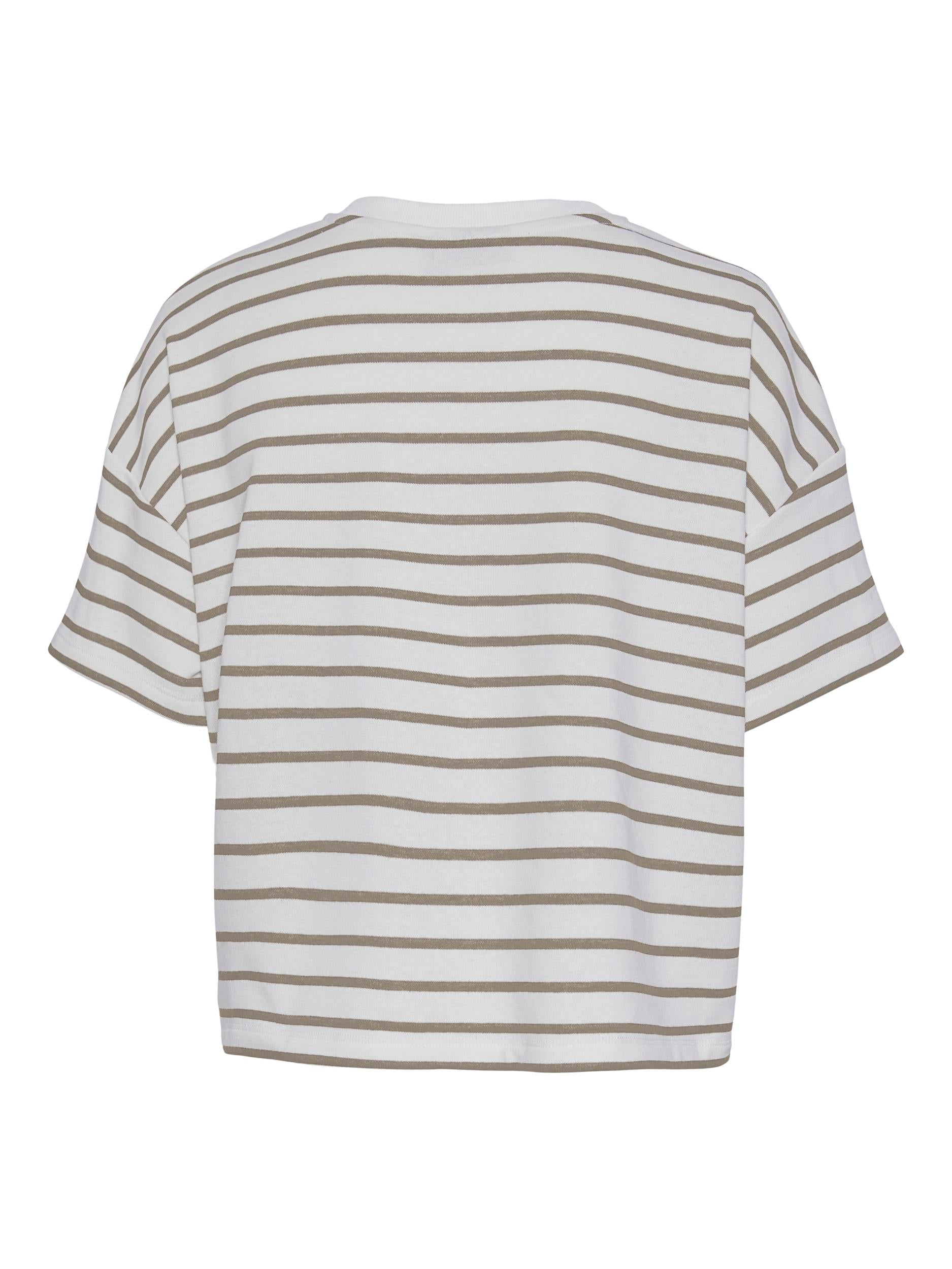 Pieces Chilli Summer 2/4 Sweat Stripe T-shirt Cloud Dancer/SilverMink NOS25 Mode