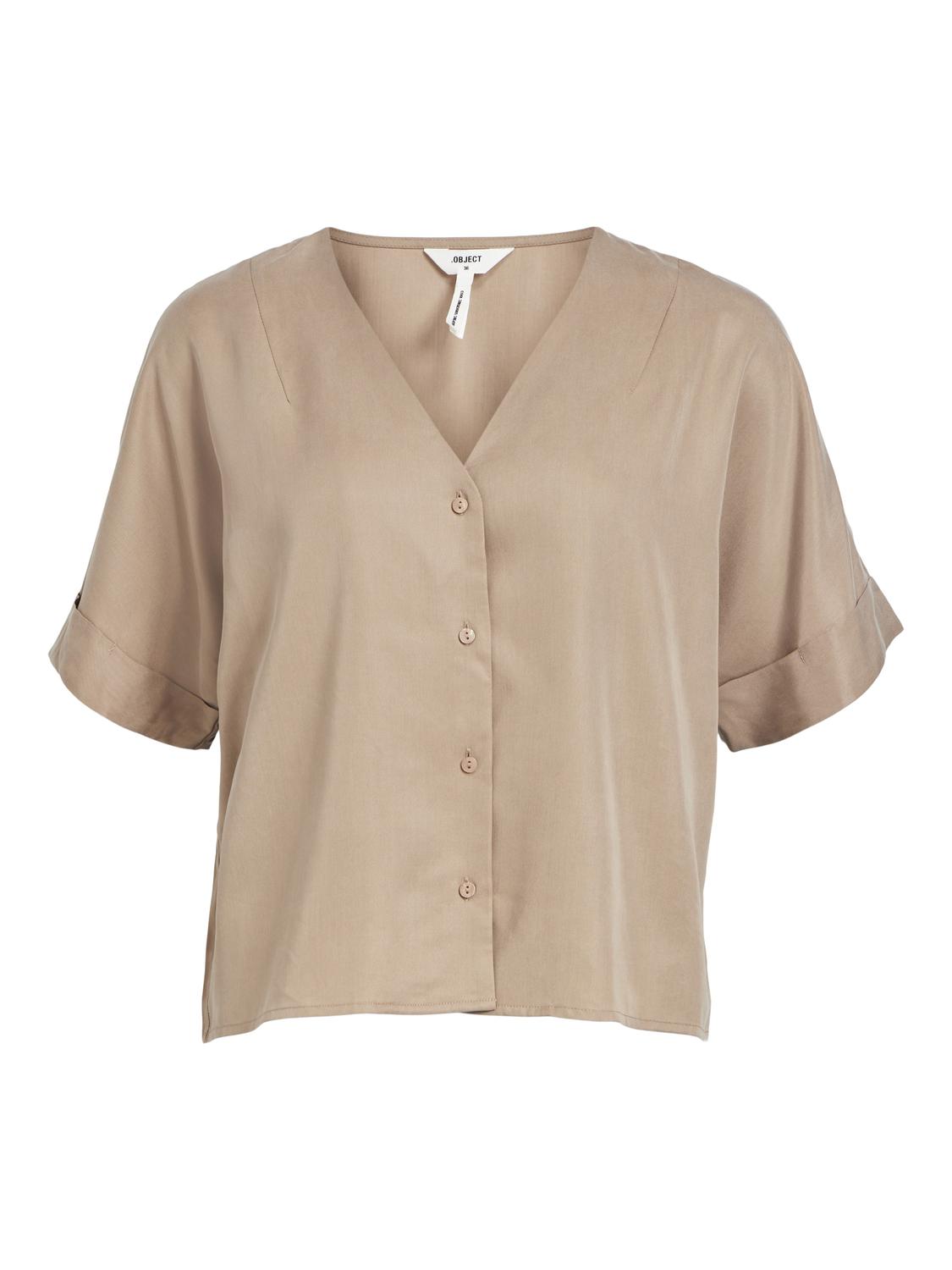 Object Tilda S/S V-Neck Skjorte Fossil