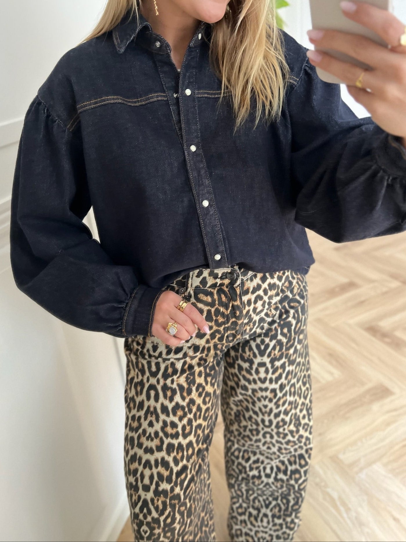 Only Norela LS Denimskjorte Dark Blue Denim Mode