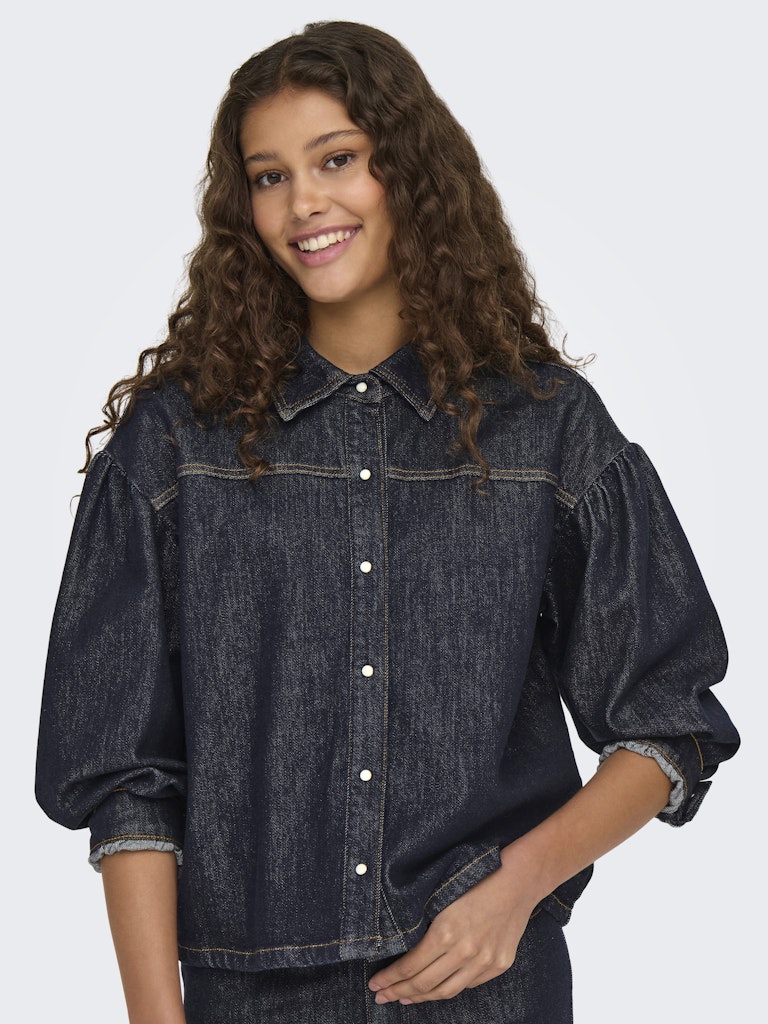 Only Norela LS Denimskjorte Dark Blue Denim Mode