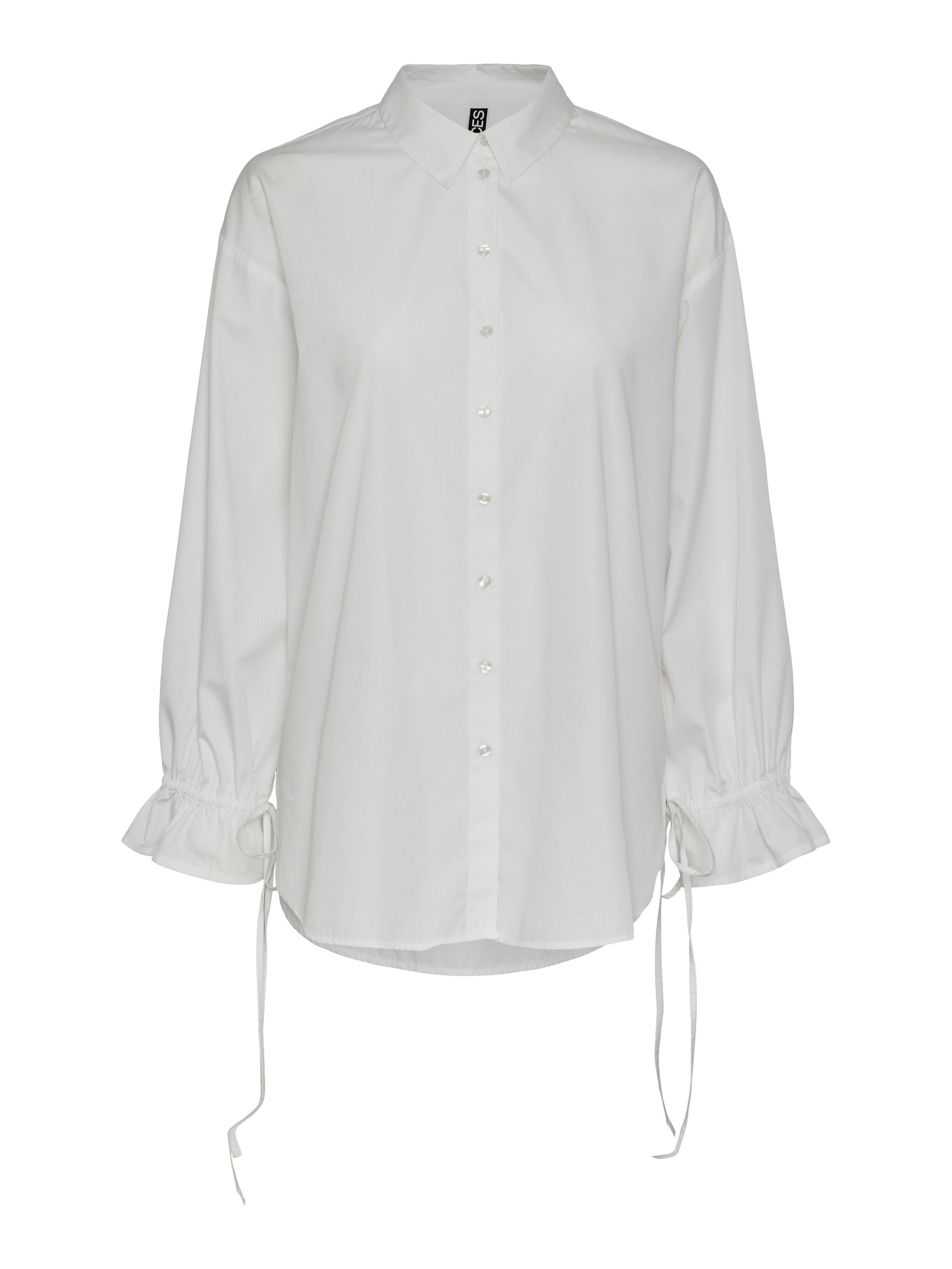Pieces Fubbu LS Skjorte Bright White