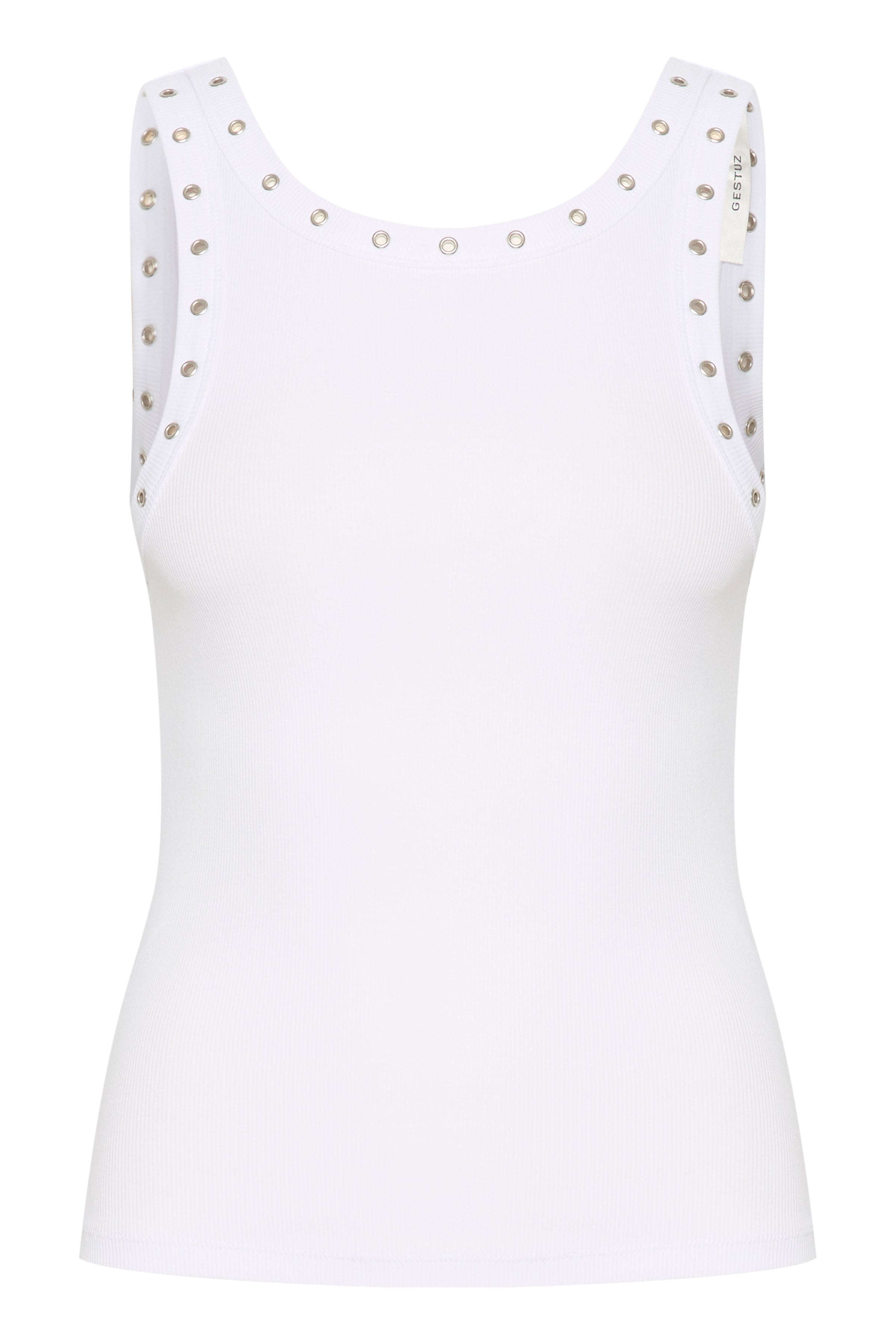 Gestuz Drew Eyelet Tank Top Bright White