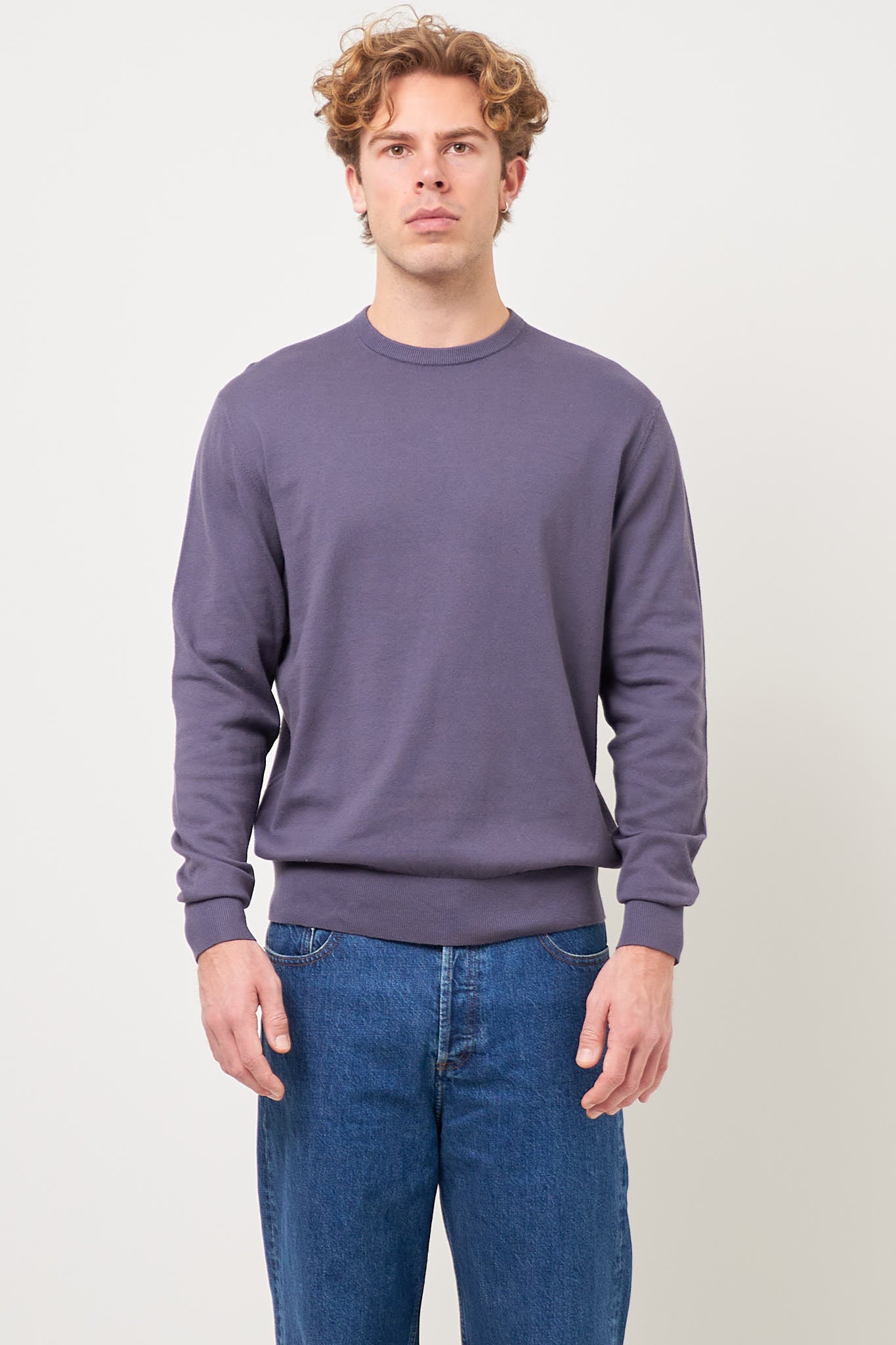 Gustaf Cotton Sweater Blue Grey