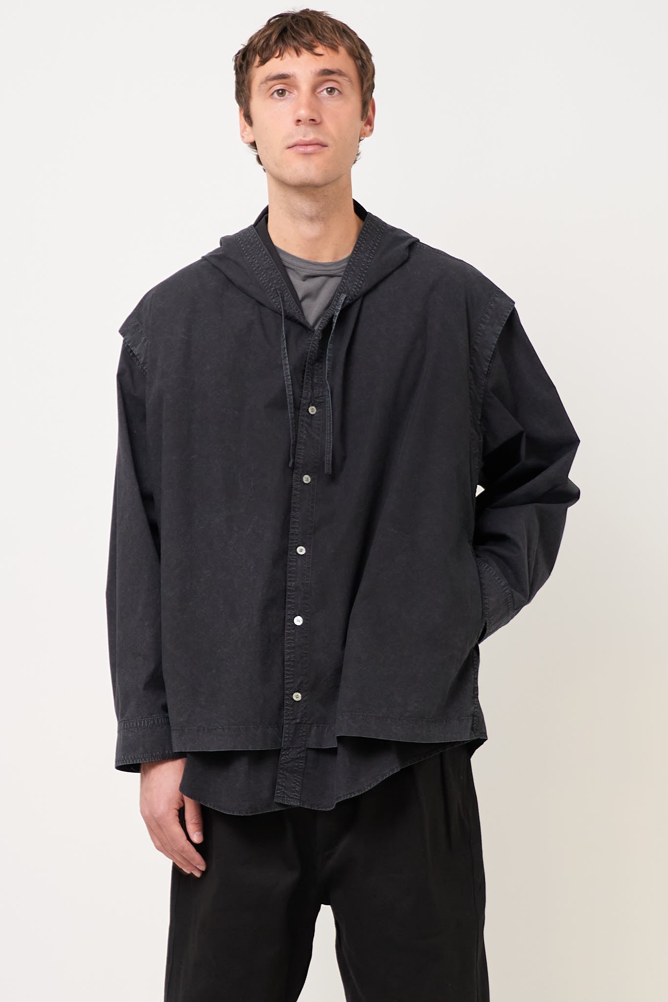 Hooded Lace Shirt Black