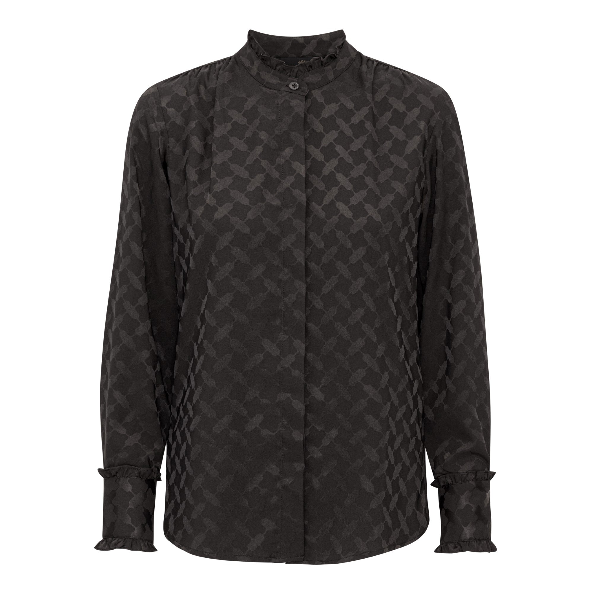 Karmamia Copenhagen Trinity Skjorte Black Keffiyeh Jacquard Online salg