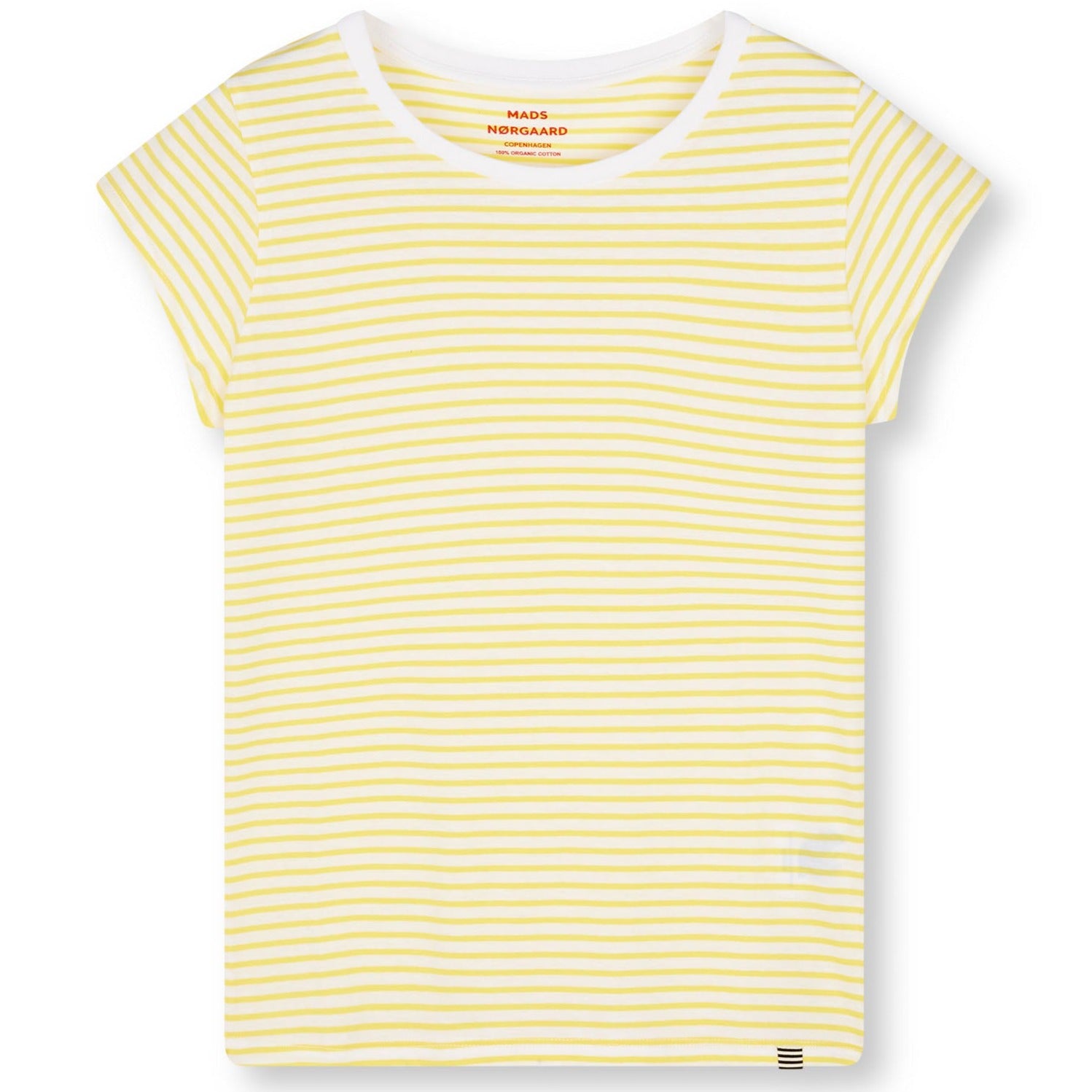 Mads Nørgaard Organic Jersey Stripe Teasy T-shirt Brilliant White/Lemon Zest Mode