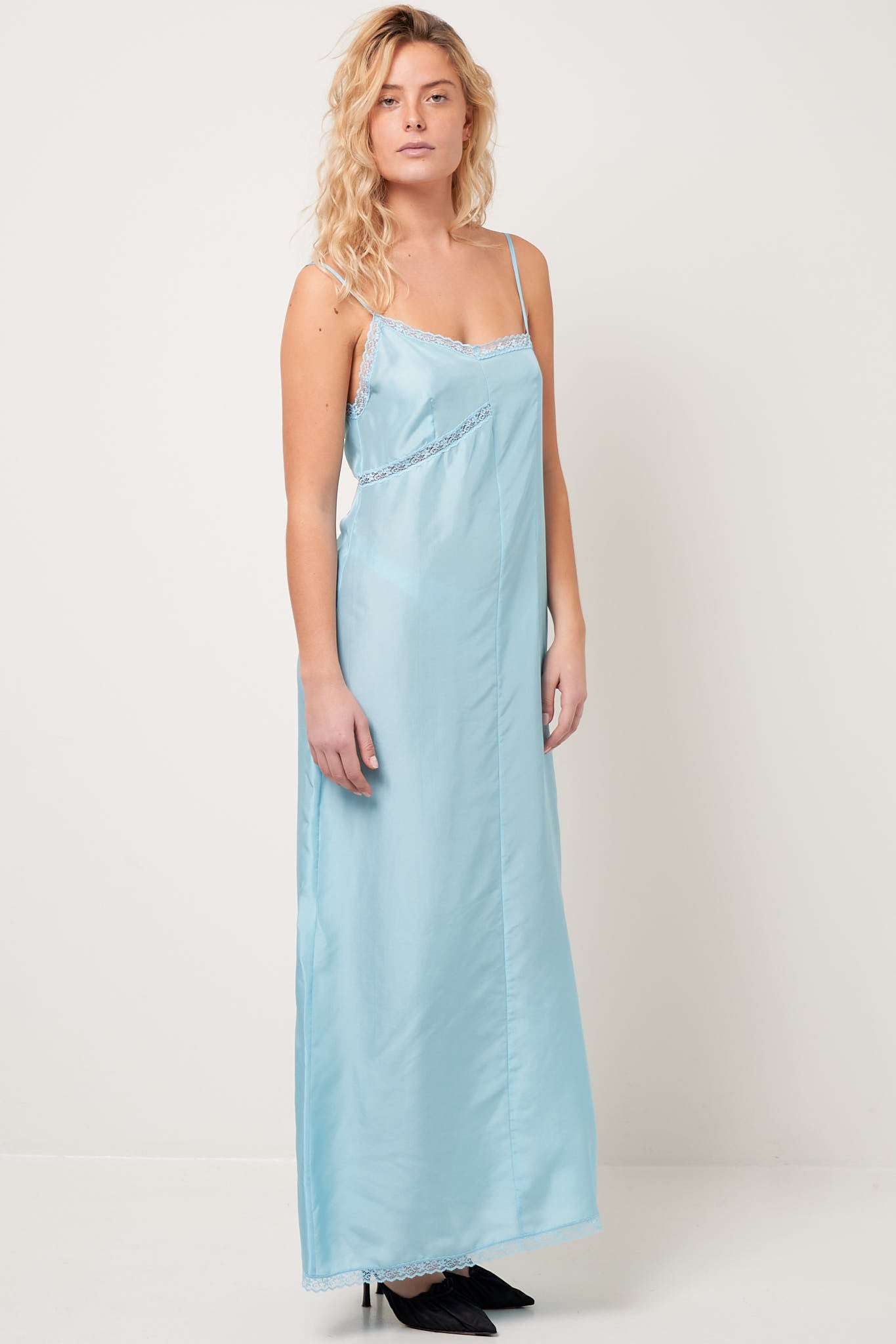 Asymmetrical Lace Dress Sky Blue