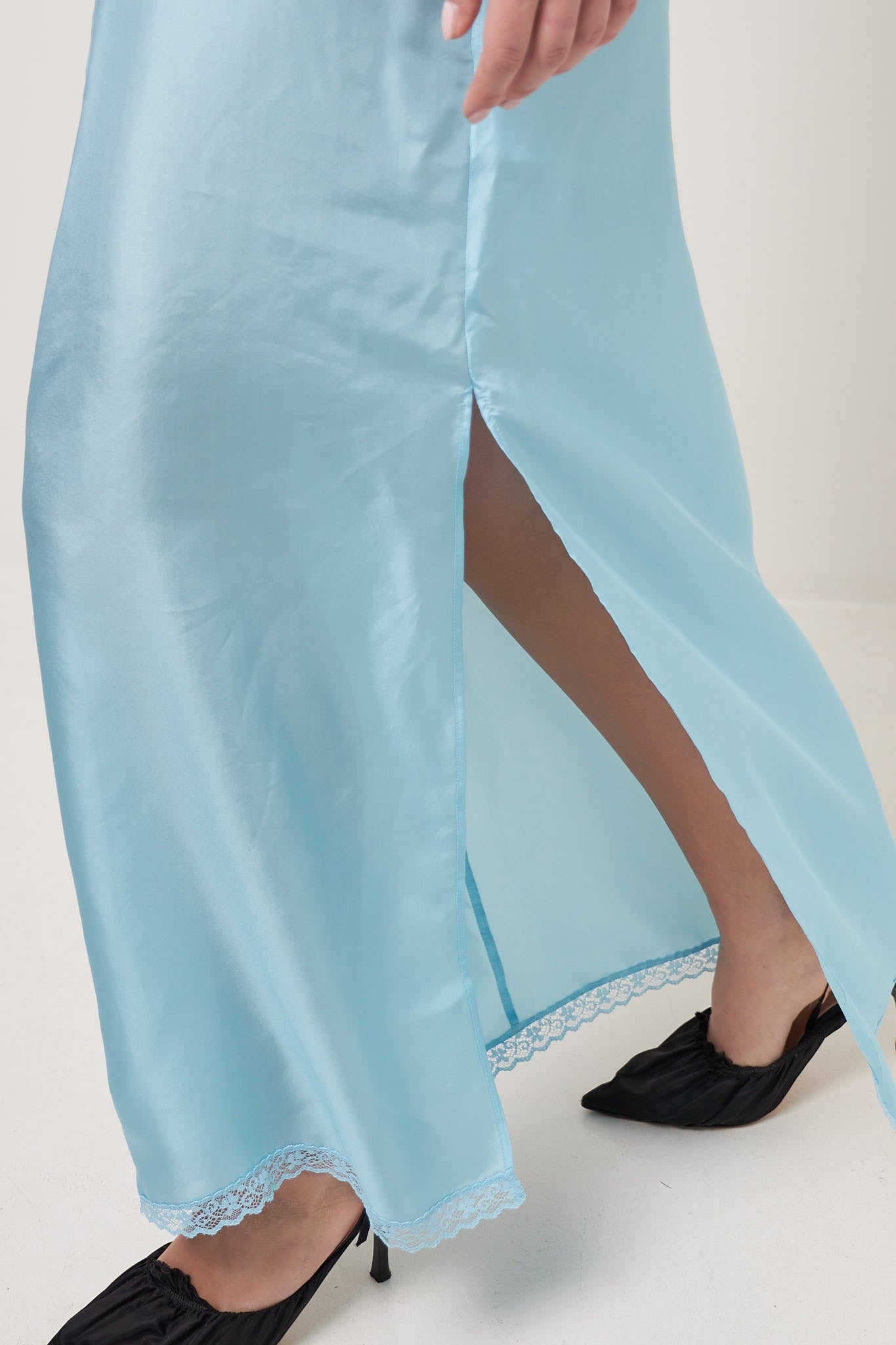 Asymmetrical Lace Dress Sky Blue