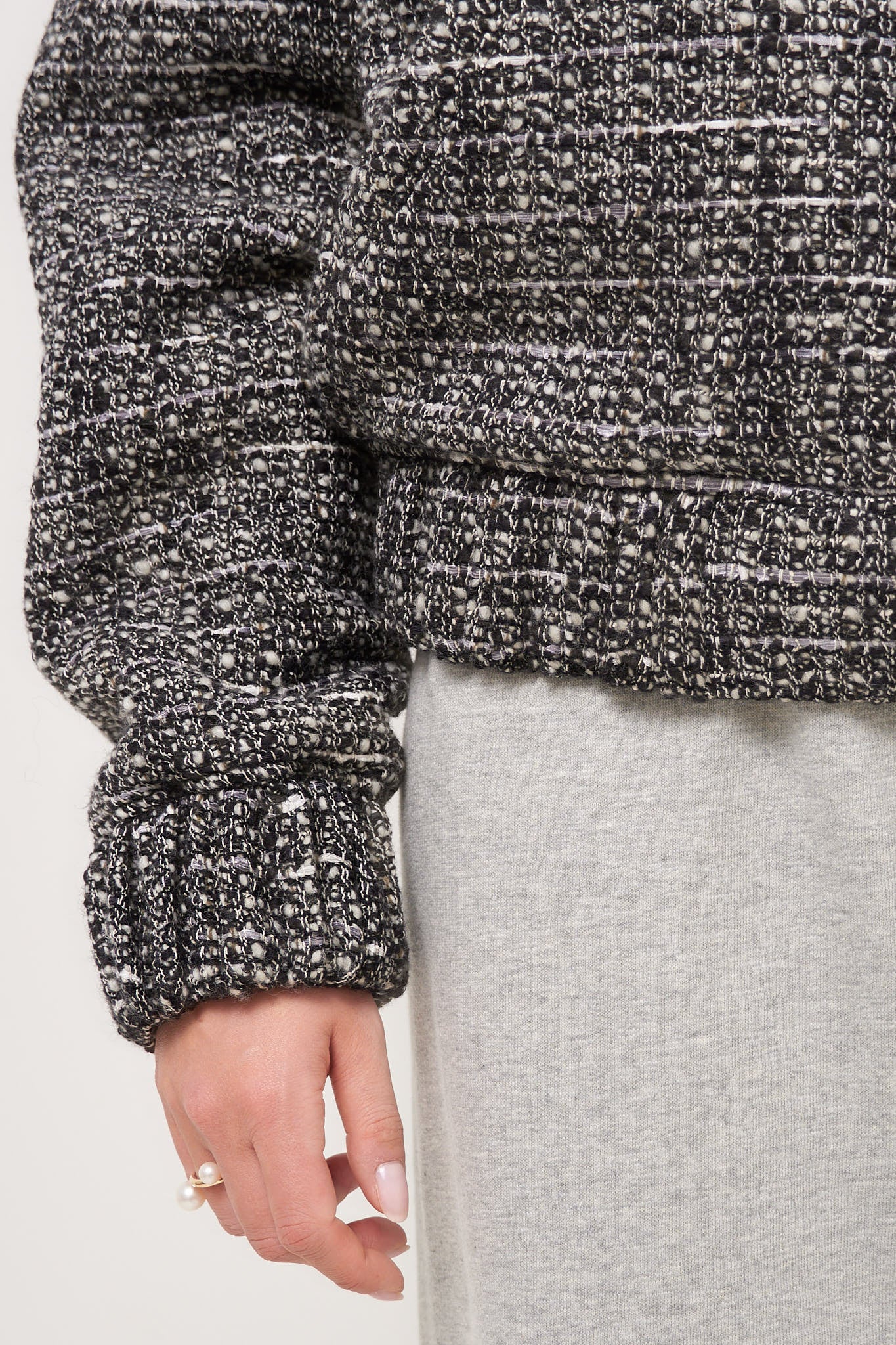 Bouclé Hooded Zip-Up Jacket Salt/Pepper