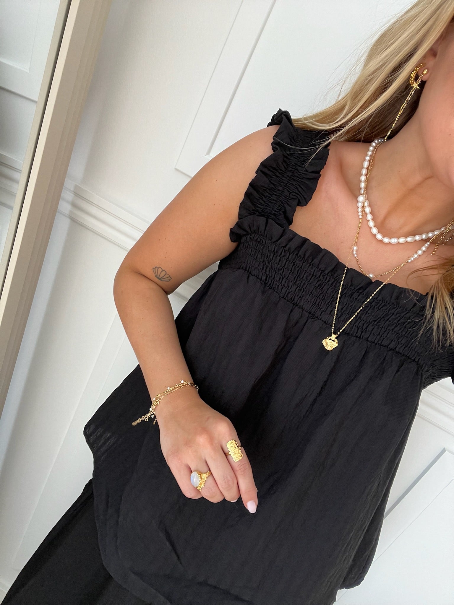 Co'Couture Selma Smock Strap Top Black