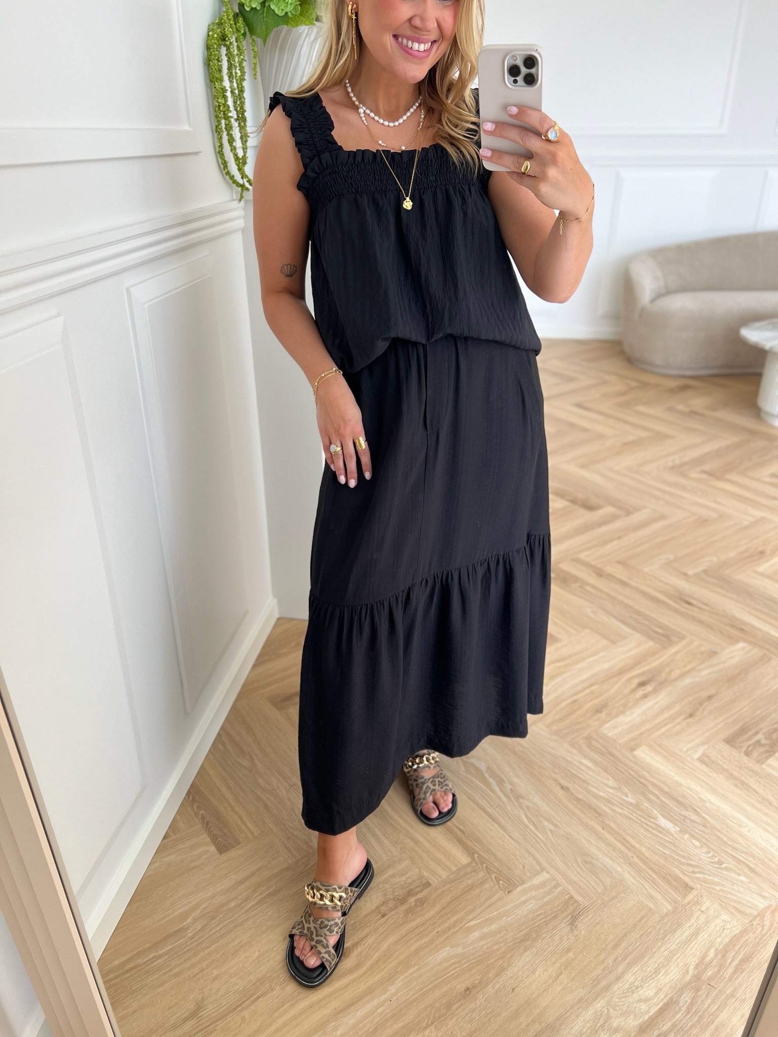 Co'Couture Selma Smock Strap Top Black
